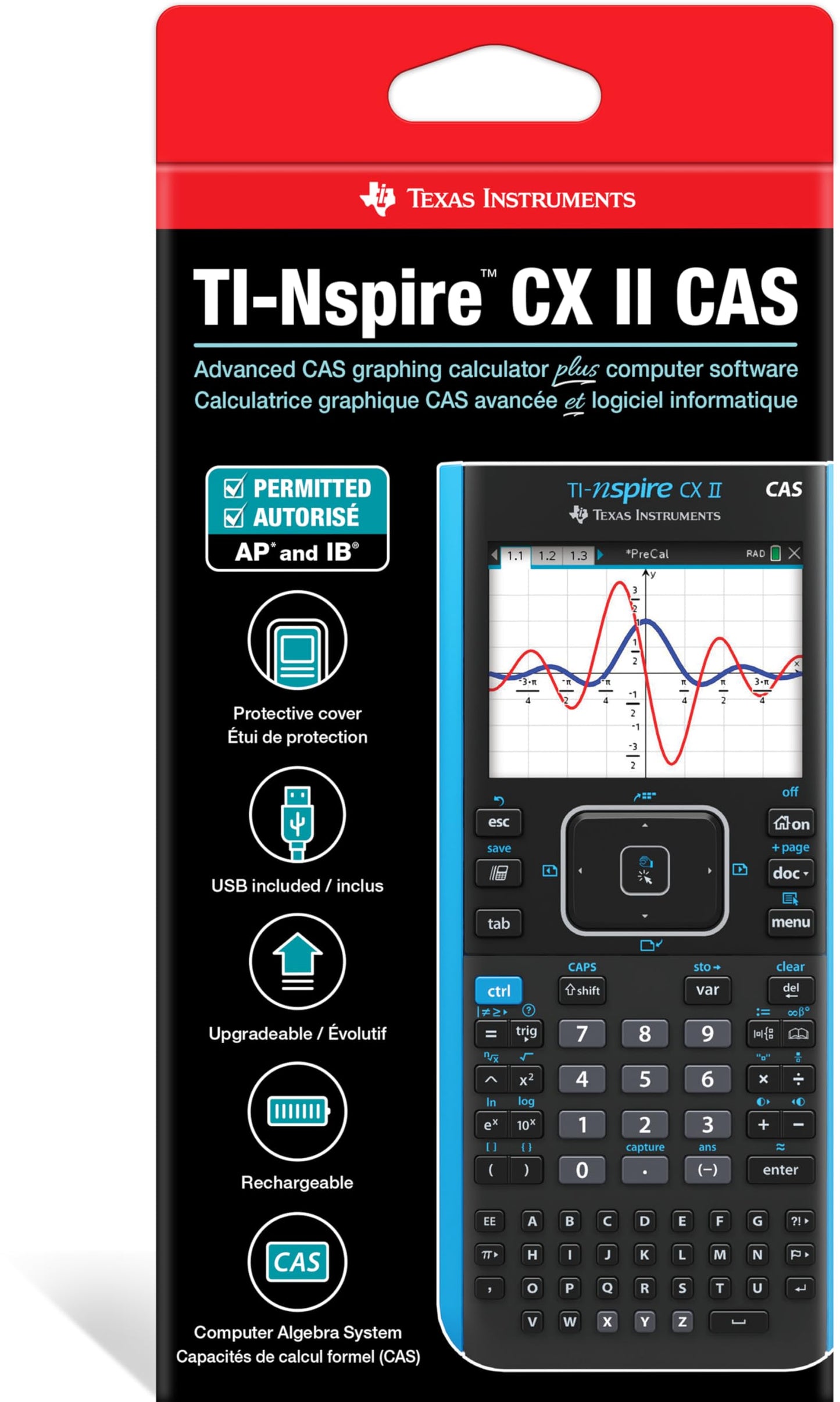 Texas Instruments TI-Nspire CX II CAS Color Graphing Calculator with Student Software (PC/Mac)