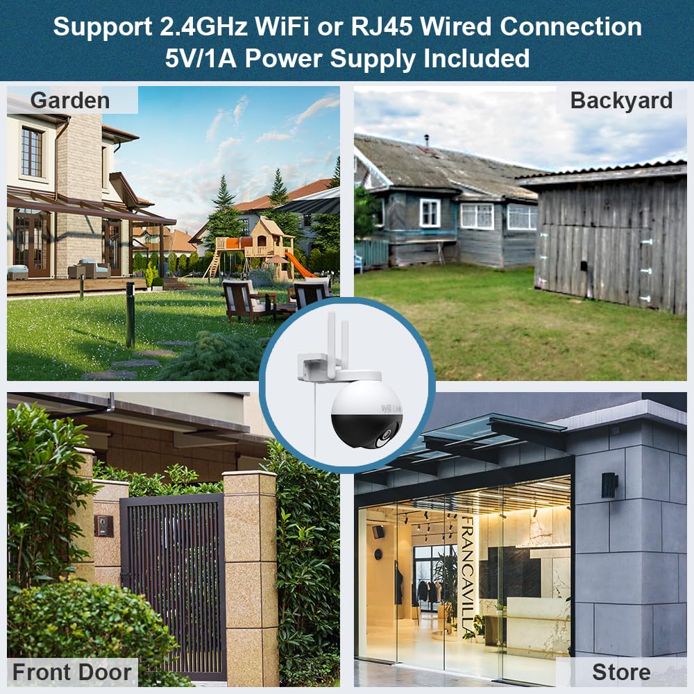 Vyze-Link Security Camera Outdoor with Auto Tracking, 360° PTZ Wireless WiFi Plug-in Camera with Starlight Night Vision,2K Home Surveillance Camera