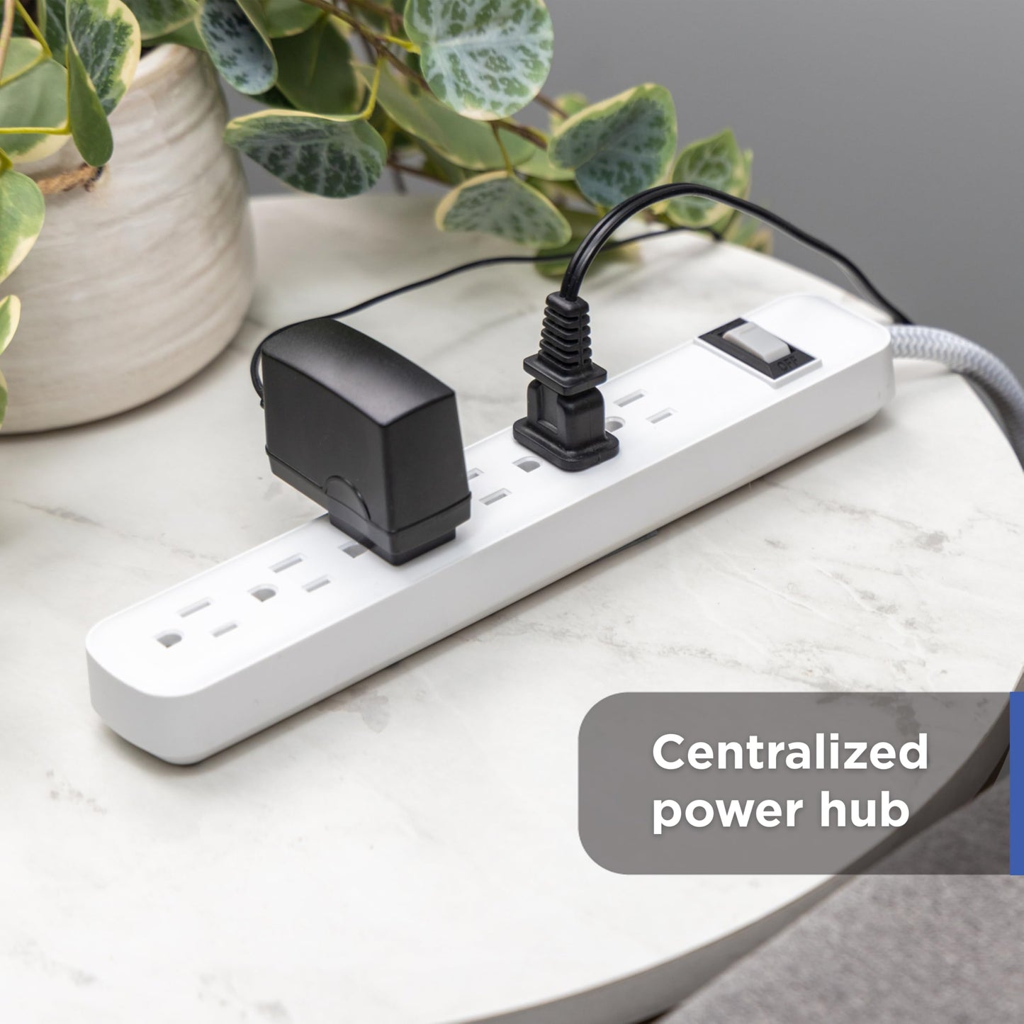 GE 6-Outlet Surge Protector Power Strip 2-Pack, 2ft Braided Extension Cord, 245J Protection, Flat Plug, Wall Mount, Circuit Breaker, ETL Certified