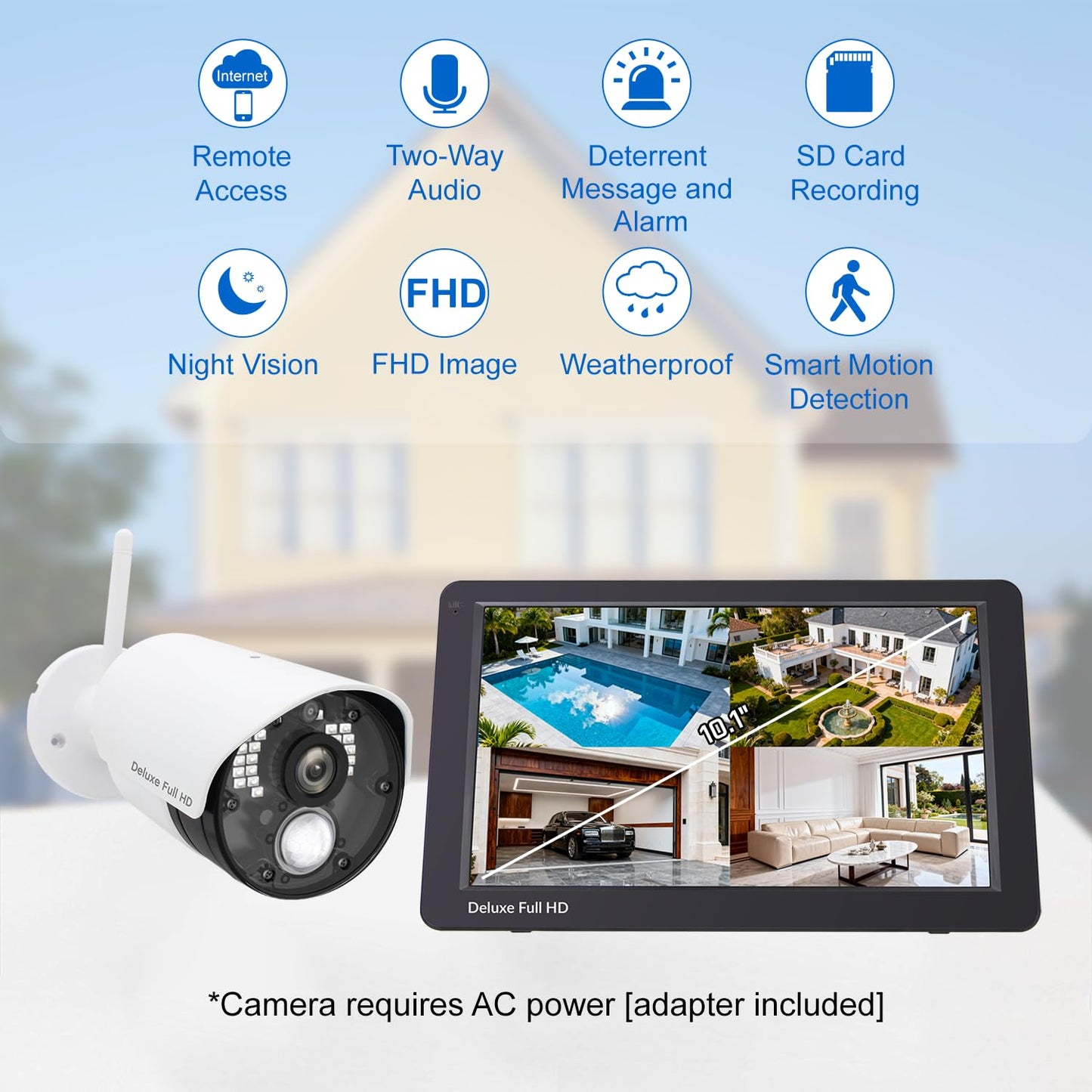 CasaCam Guardiancam Deluxe | 4-Channel Wireless Security Camera System with 10.1" Touchscreen Monitor & 2 1080p Cameras | Longer Range, Two-Way Audio