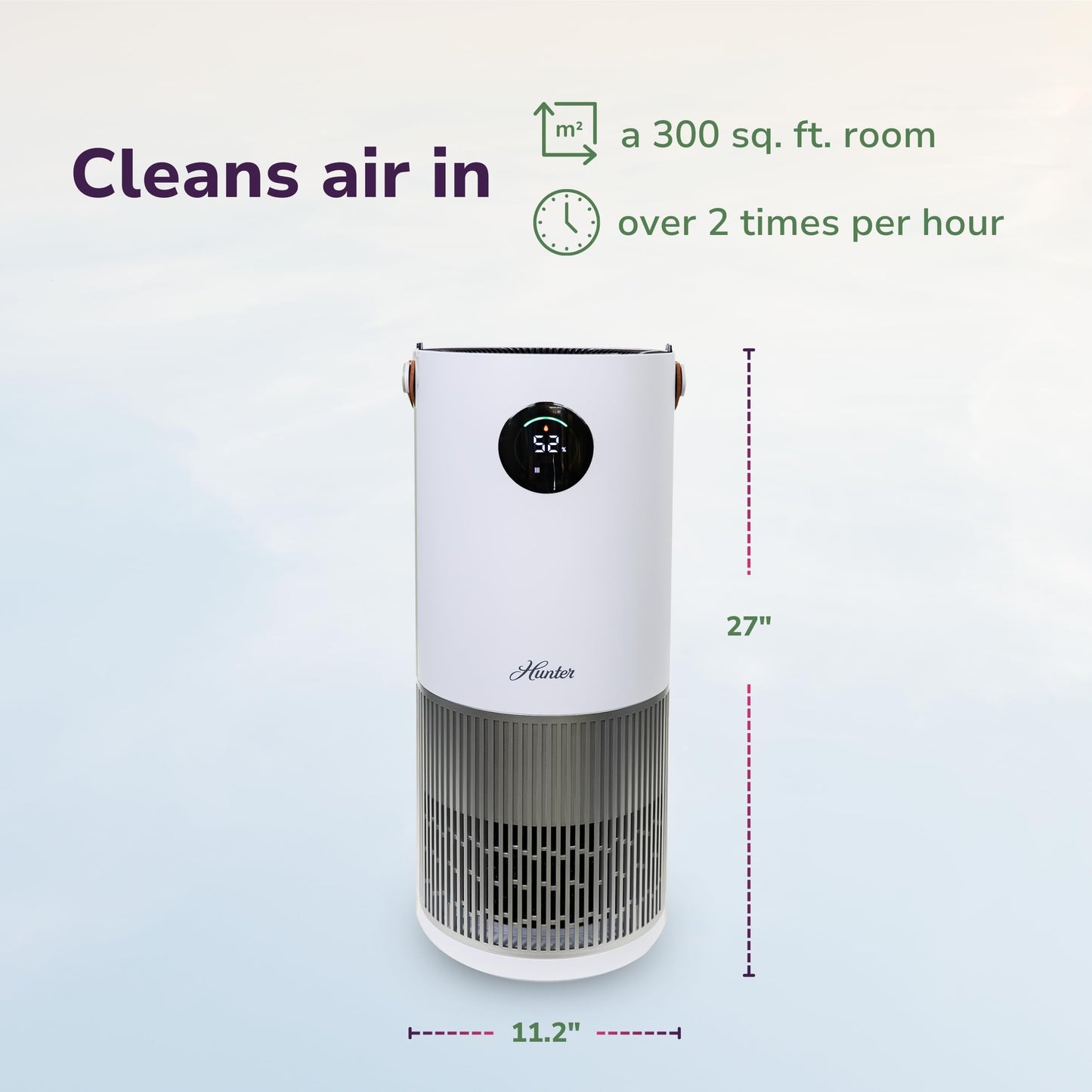 Hunter 1.1 Gal Evaporative Humidifier and Air Purifier In One, White/Silver