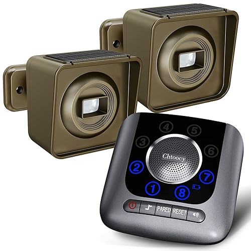 Chtoocy Solar Driveway Alarm Wireless Outside 1/2 Mile Long Range, 3 Sensitivity & Weatherproof for Outdoor/Indoor Property Security Alarm