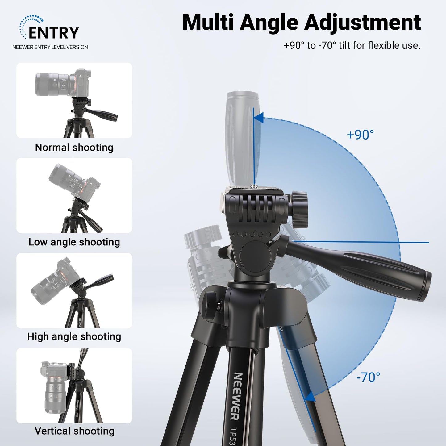 NEEWER Entry Level Version Tripod for Cell Phone & Camera, Metal Lightweight Portable Travel Stand with Cold Shoe Cellphone Holder Mount Compatible