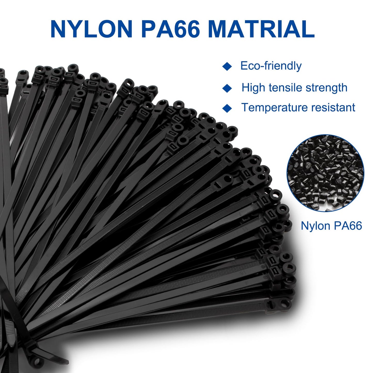 120 PCS 7.5 Inch Plastic Zip Ties with Screw Holes, Heavy Duty Mountable Cable Ties, UV Resistant Electrical Zip Ties for Indoor & Outdoor (Black)