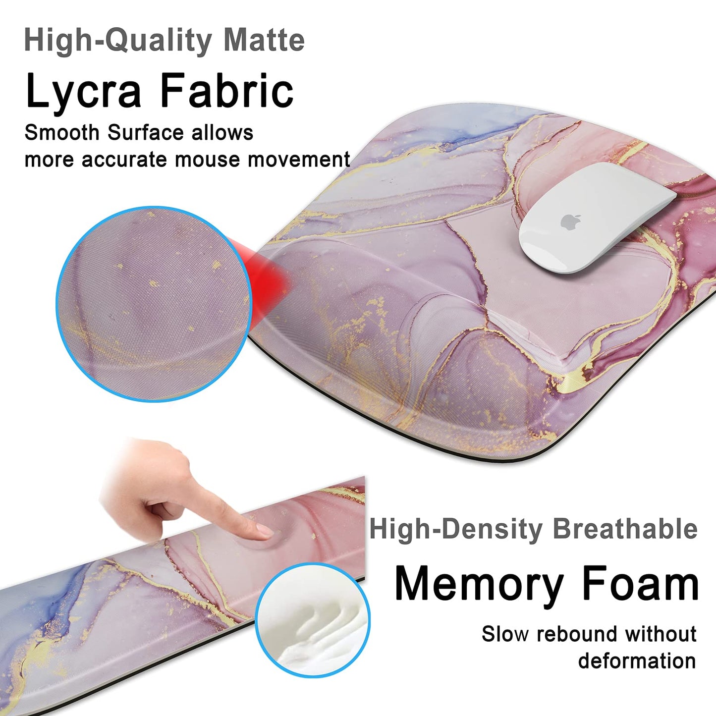 Keyboard Wrist Rest Memory Foam Ergonomic Mouse Pad with Computer Wrist Support Set with Non-Slip Rubber Base Coaster for Home, Office Easy Typing