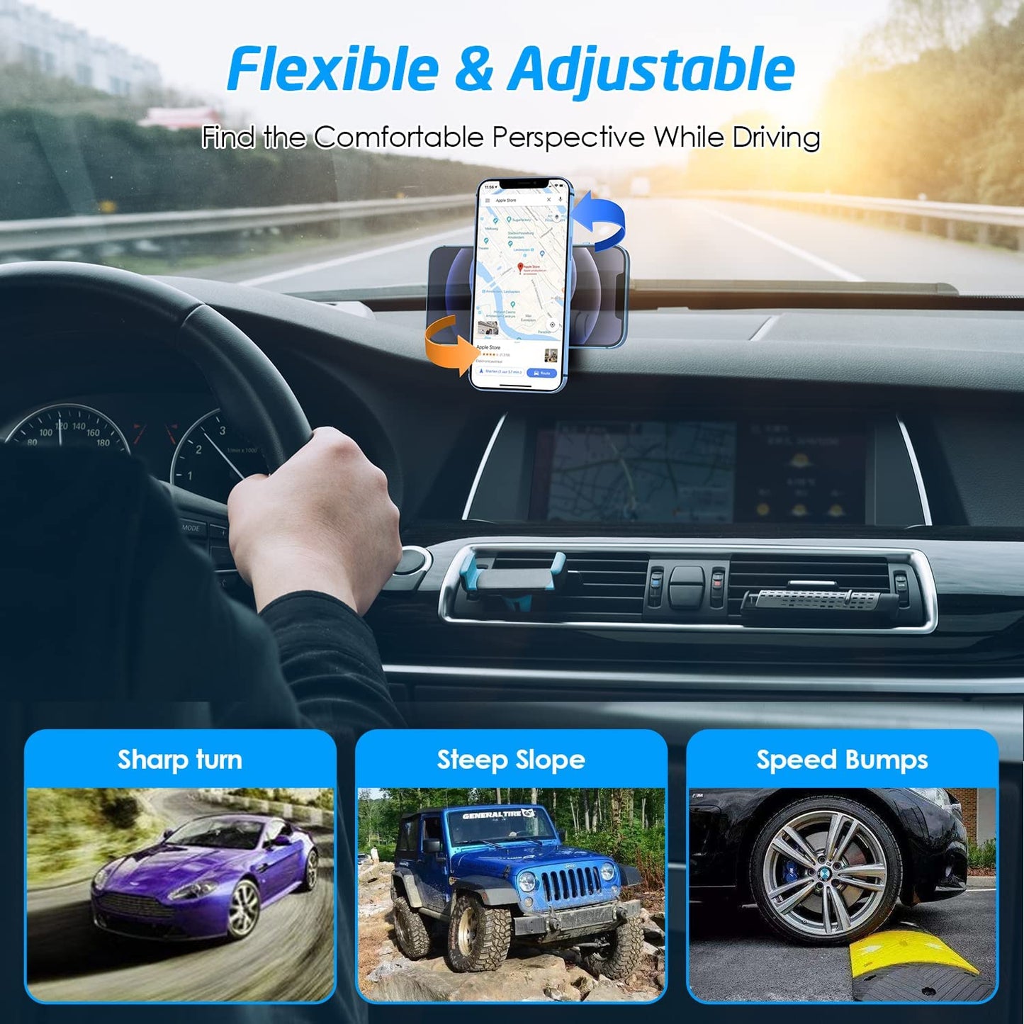 WixGear Universal Stick On Swivel Mount (2 Pack) Dashboard Magnetic Phone Holder for Car, Phone Mount for Car for Cell Phones and Mini Tablets