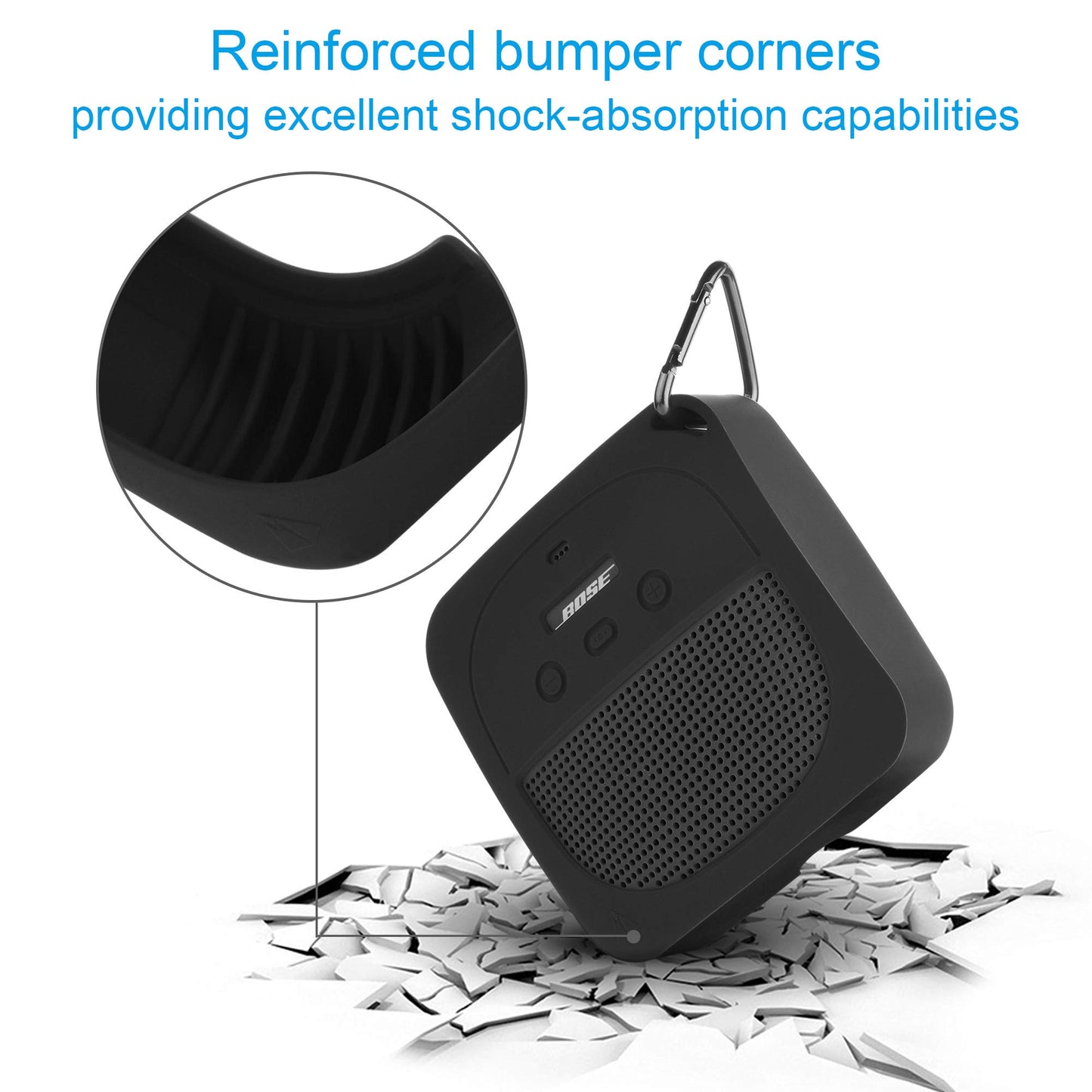 TXEsign Silicone Case Sleeve Compatible with Bose SoundLink Micro Waterproof Portable Speaker, Full Protective Stand Up Case Shockproof Travel Carry