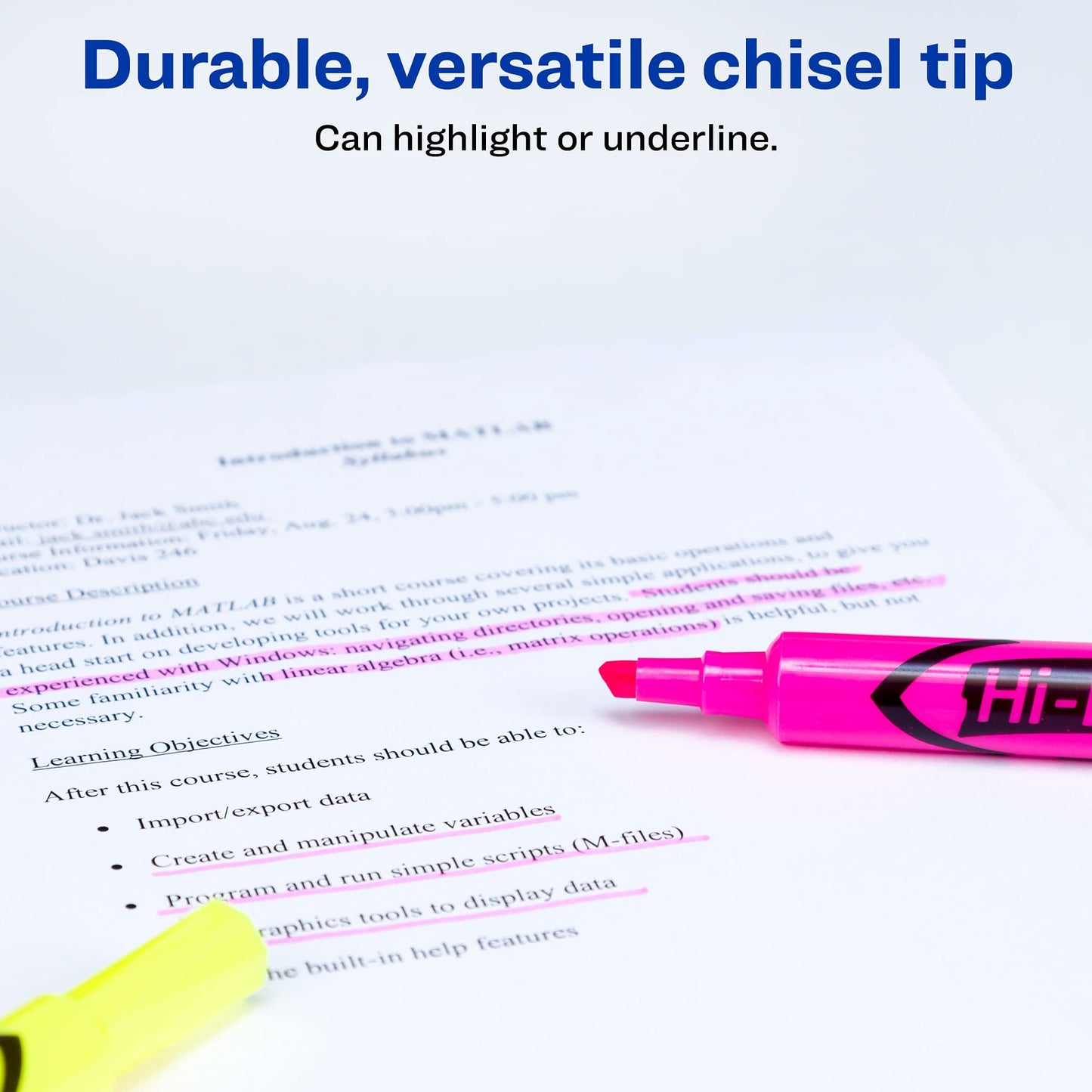 Avery Hi-Liter, Desk Style, Chisel Tip, 24 Pink and Yellow Highlighters (98189)
