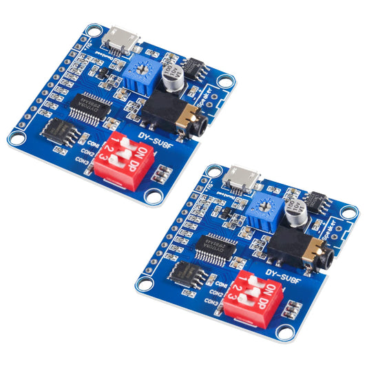 QCCAN 2PCS Voice Playback Module MP3 Player UART I/O Trigger Amplifier Class D 5W 8M Storage DY-SV8F Flash SD/TF Card