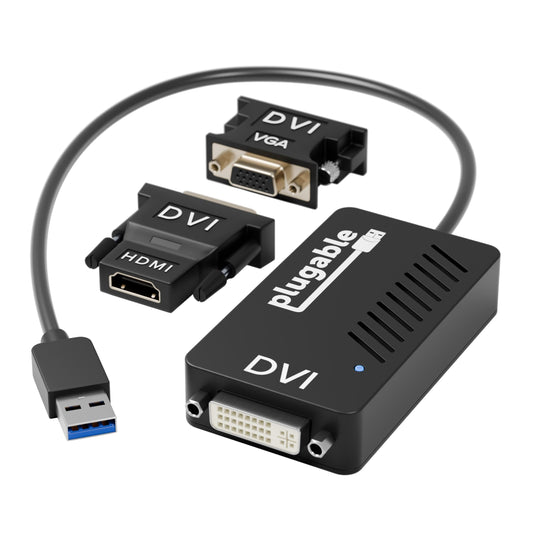 Plugable USB 3.0 to DVI/VGA/HDMI Video Graphics Adapter for Multiple Monitors up to 2048x1152 Supports Windows 11, 10, 8.1, 7, XP, and Mac 10.14+