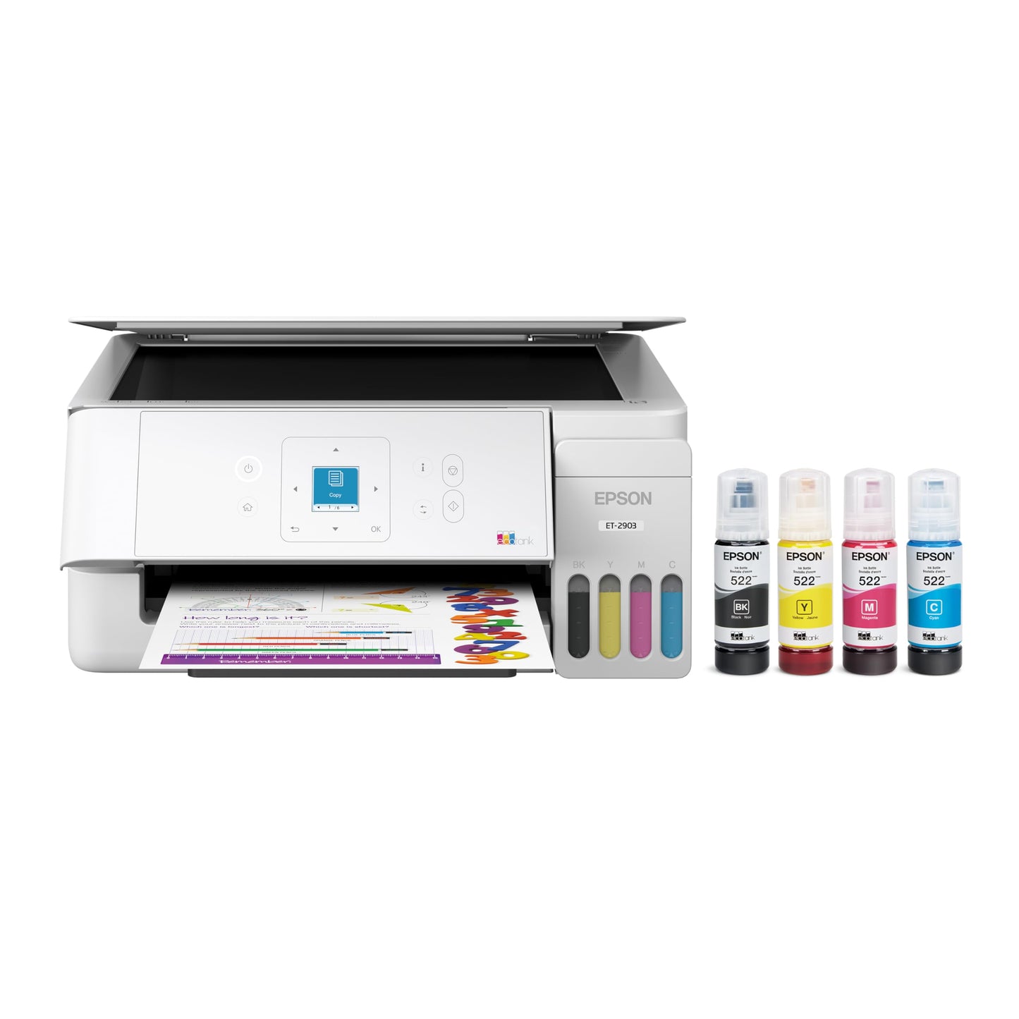 Epson EcoTank ET-2903 Wireless All-in-One Color Supertank Printer with up to 3 Years of Ink, Refillable Tanks, Perfect for Home, 11 PPM, 1.44" Color