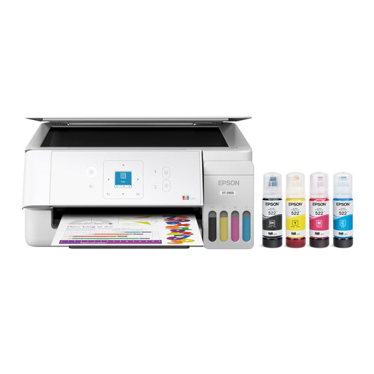 Epson EcoTank ET-2903 Wireless All-in-One Color Supertank Printer with up to 3 Years of Ink, Refillable Tanks, Perfect for Home, 11 PPM, 1.44" Color