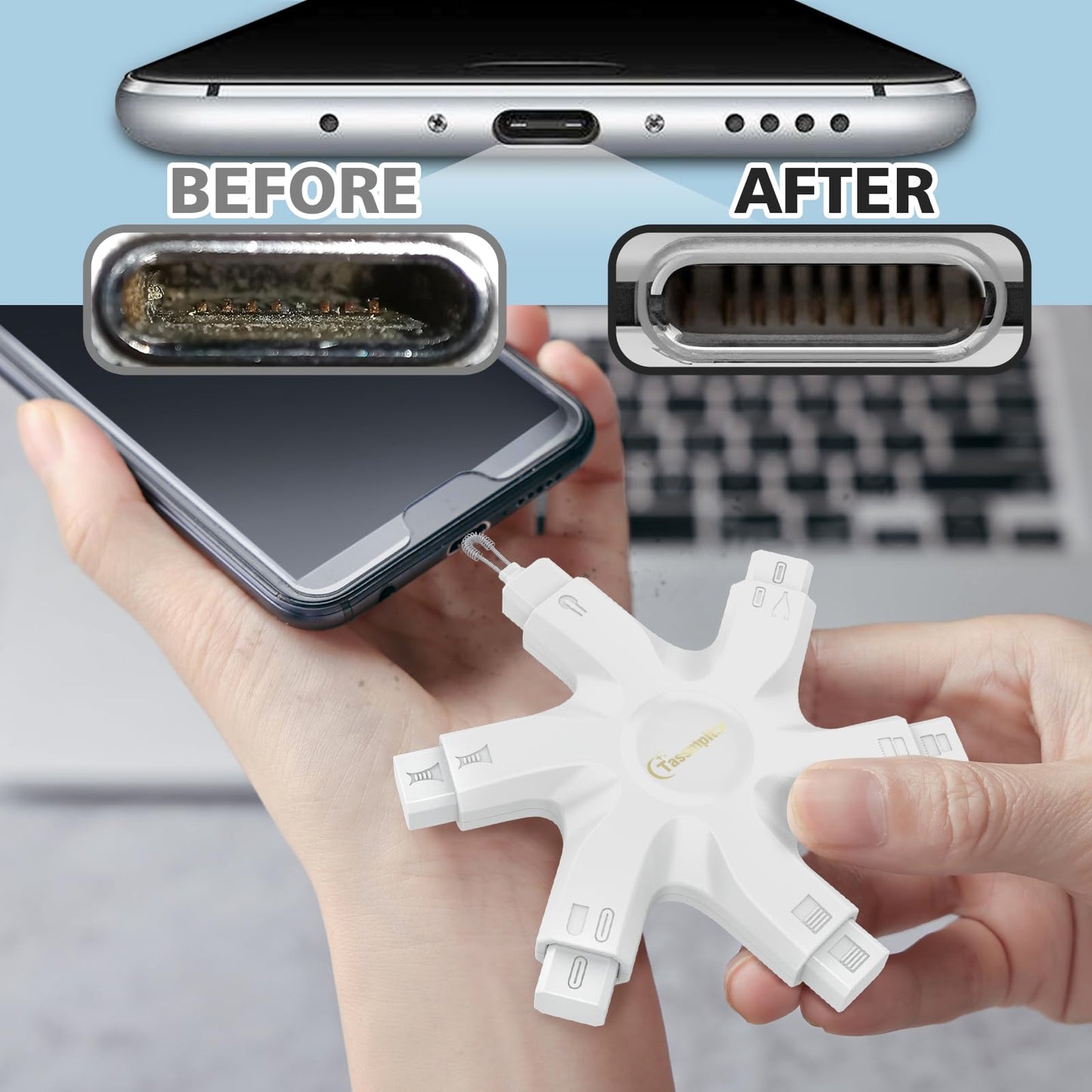 Tassmpitor for iPhone Cleaning Kit Port Cleaner, Repair and Restore Tool for iPad Pro Watch Cell Phone Charging Port, Lightning Charger Cables Speaker