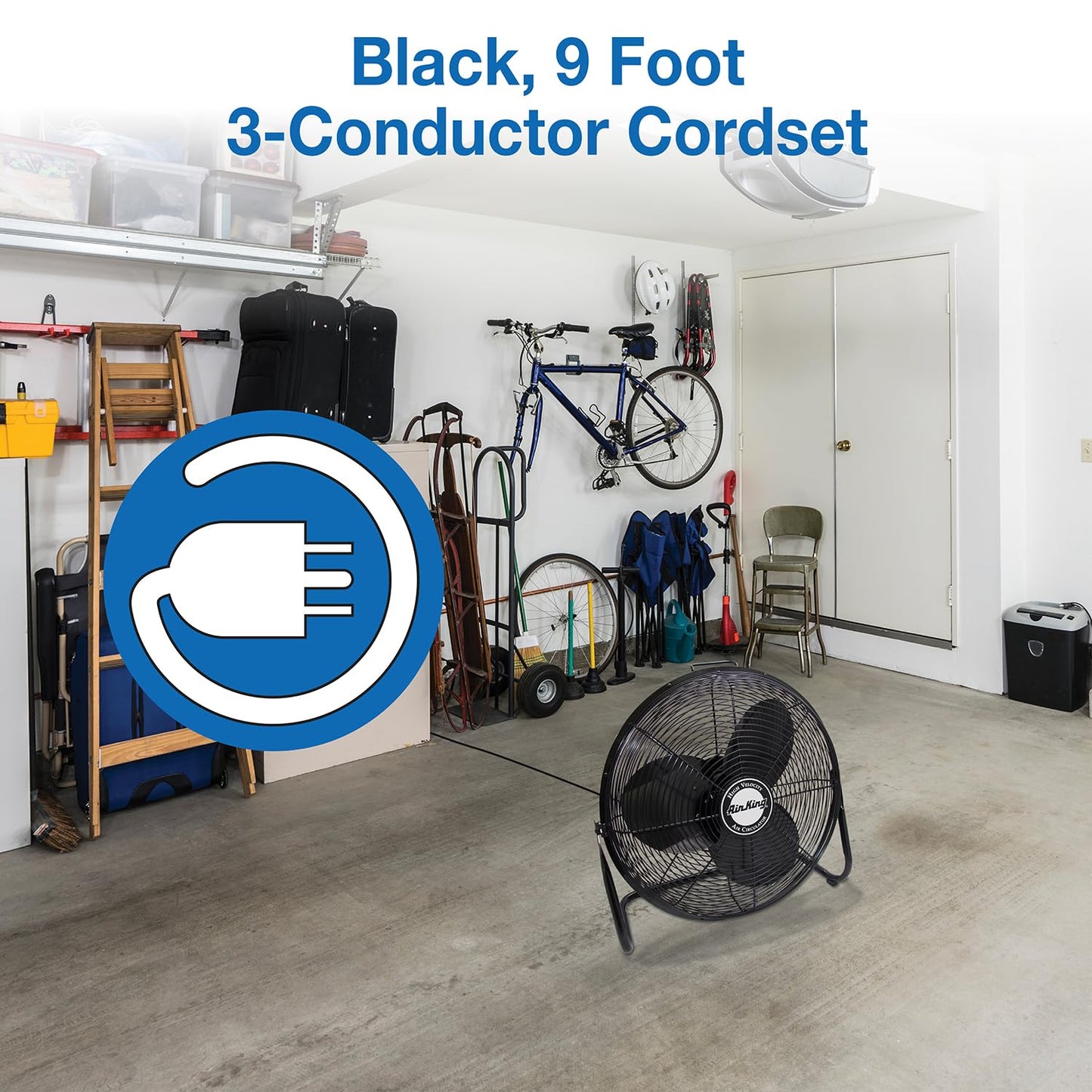 Air King 9220 20-Inch Industrial Grade High Velocity Pivoting Floor Fan, 20 Inches, Black