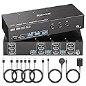 KVM Switch 3 Monitors 3 Computers 4K@60Hz,EDID Simulation,HDMI Displayport Triple Monitor KVM Switch,3 Monitor KVM with 4 USB 3.0 Ports for Keyboard
