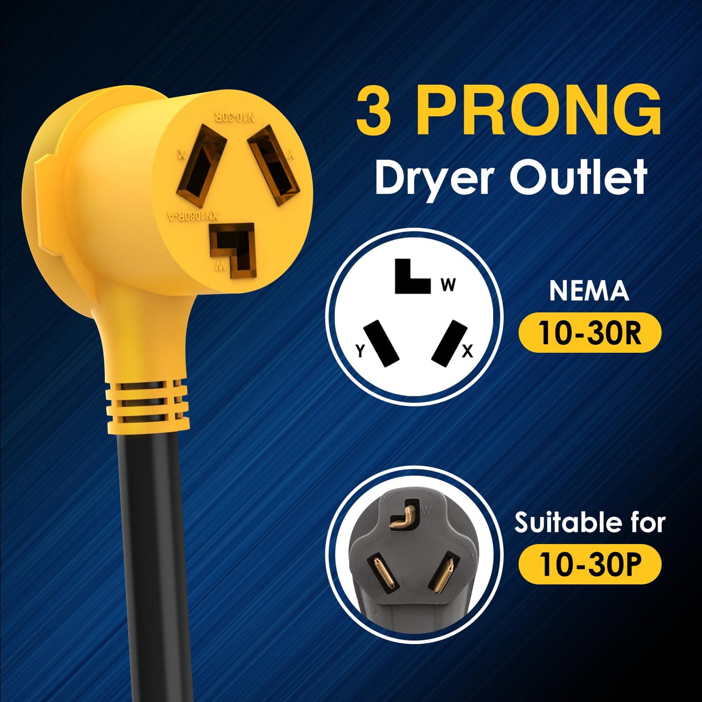 HUBRV Renters Friendly NEMA 5-15P Household Plug to 10-30R Dryer Adapter Cord 12 Inch Heavy Duty STW 10 Gauge ONLY for 120V Device EV Power Cord