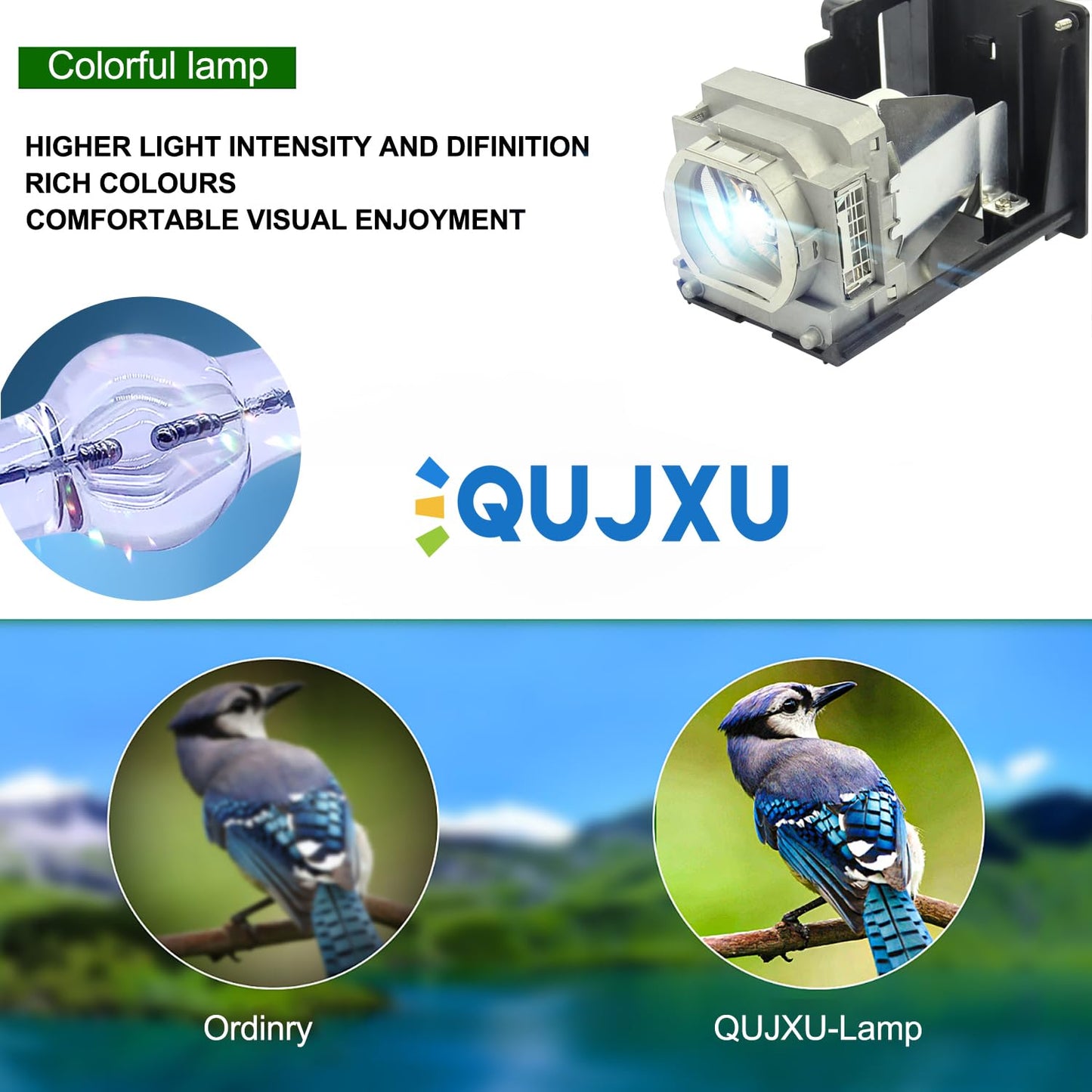 QUJXU VLT-HC6800LP Projector Lamp with Housing for Mitsubishi HC6800 HC6800U Replacement Projector Lamp