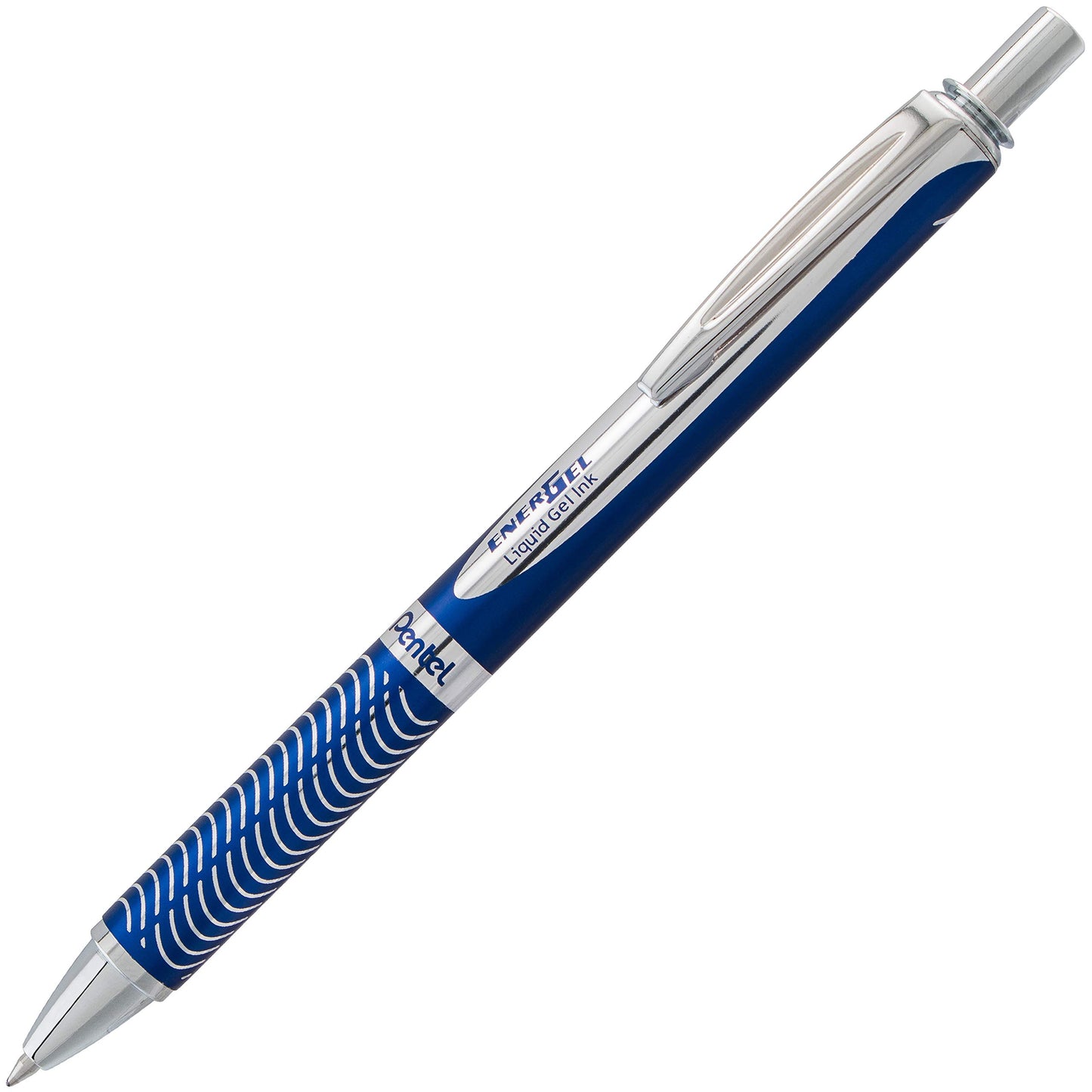 Pentel Energel Alloy Retractable Liquid Gel Pen, (0.7mm) Medium Line, Navy Blue Barrel, Black Ink, 1 Pack (BL407CBPA)