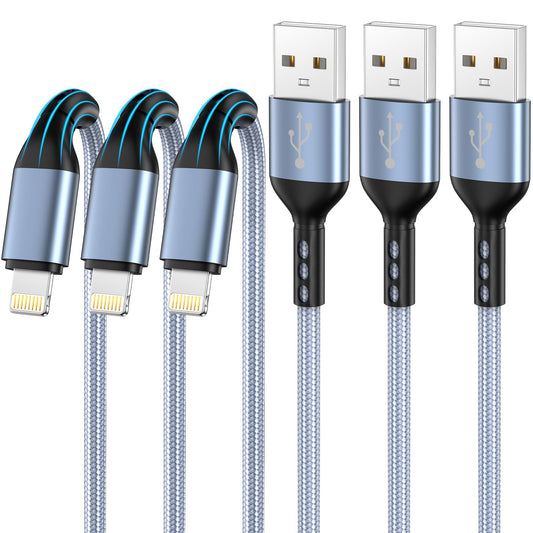 iPhone Charger 3pack 10FT Apple MFi Certified Nylon Braided Lightning Cable Fast Charging Long USB Charging Cable High Speed Transfer Cord for iPhone…