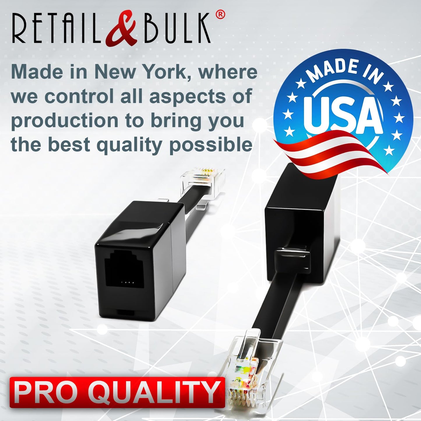 RetailAndBulk 1-Pack RJ11 to RJ45 Adapter Phone Line to Ethernet - RJ11 Female to RJ45 Male for Landline, Fax, DSL Modem Connection (Black, Made