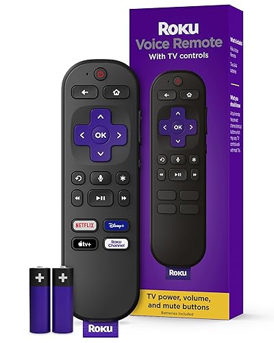 Roku Voice Remote | Replacement TV Remote Control with Voice Control, Simple Setup, & Pre-Set App Shortcuts - Compatible with Roku TV, Players