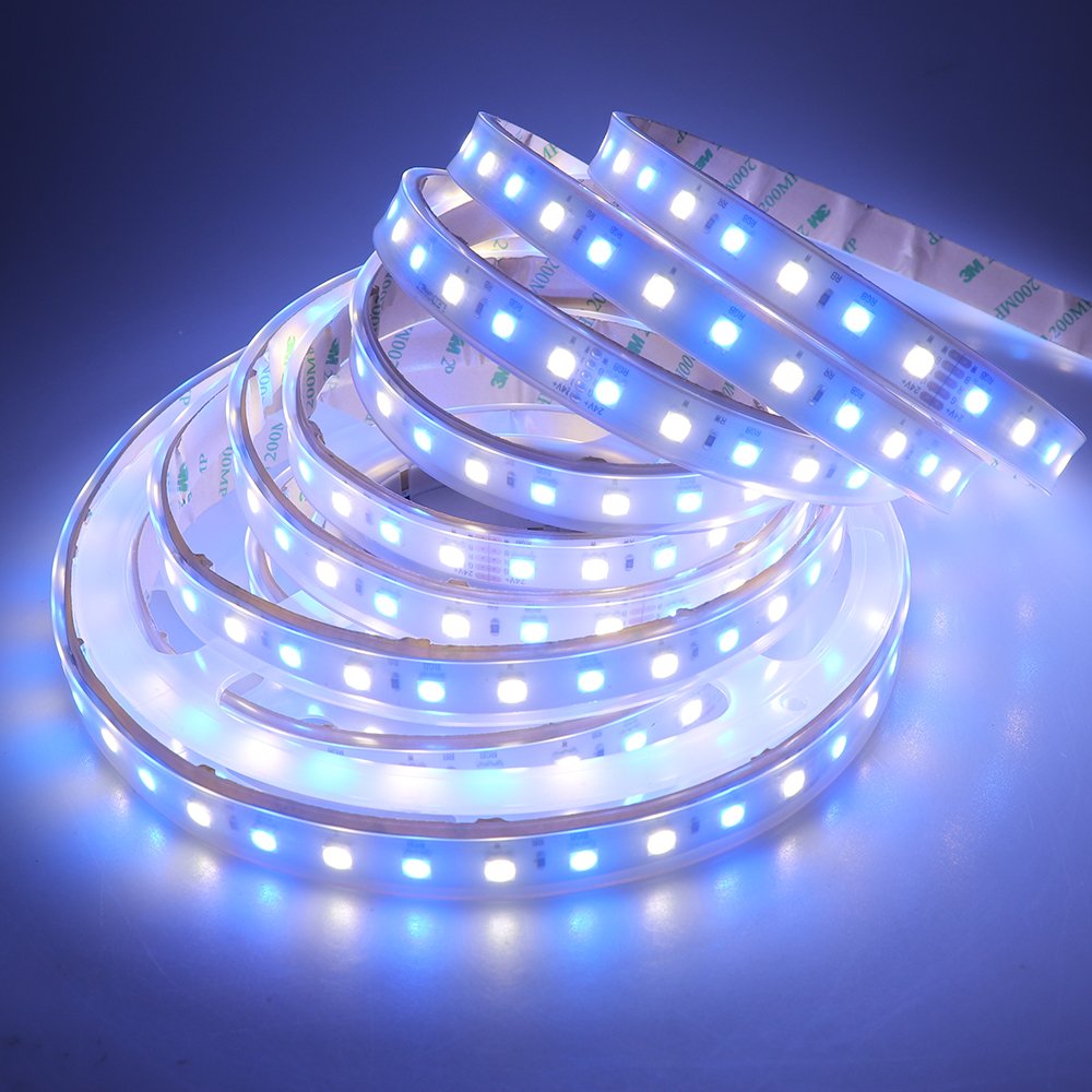 LEDENET 5050 SMD RGB+Cold White LED Strip Lights 6000K-6500K Daylight Bright LED Tape Light DC 24V 360LEDs 16.4ft Outdoor Waterproof IP67 for Wedding