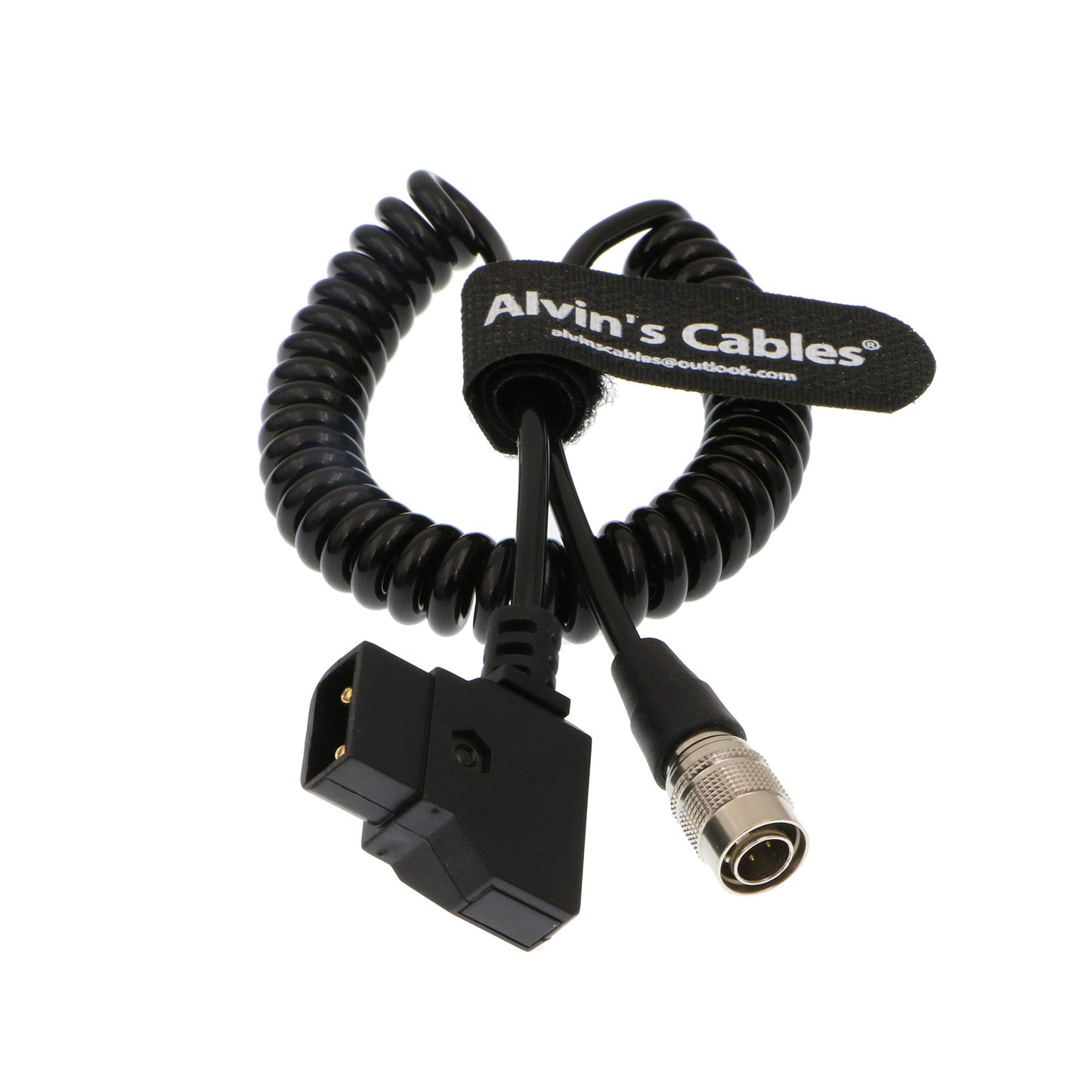 Alvin's Cables Sound Devices ZAXCOM Coiled Power Cable D Tap to 4 Pin Hirose Male