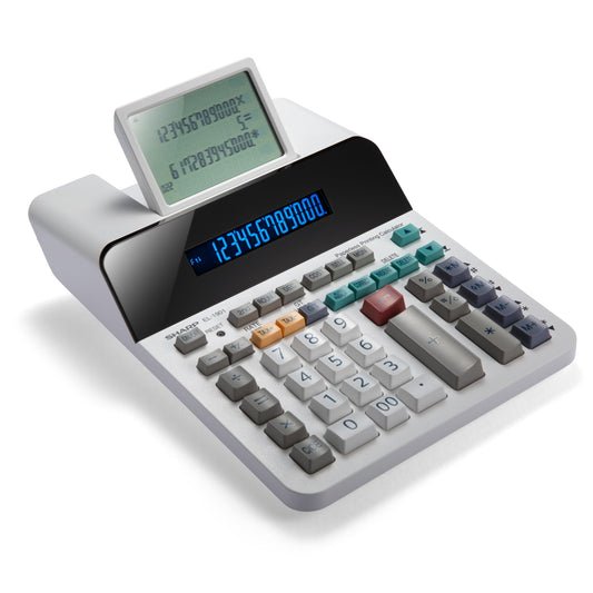 Sharp Paperless Printing Desk Calculator w/Check and Correct, Large 12-Digit LCD Primary Display, Printing Calculator/Adding Machine with Scrolling
