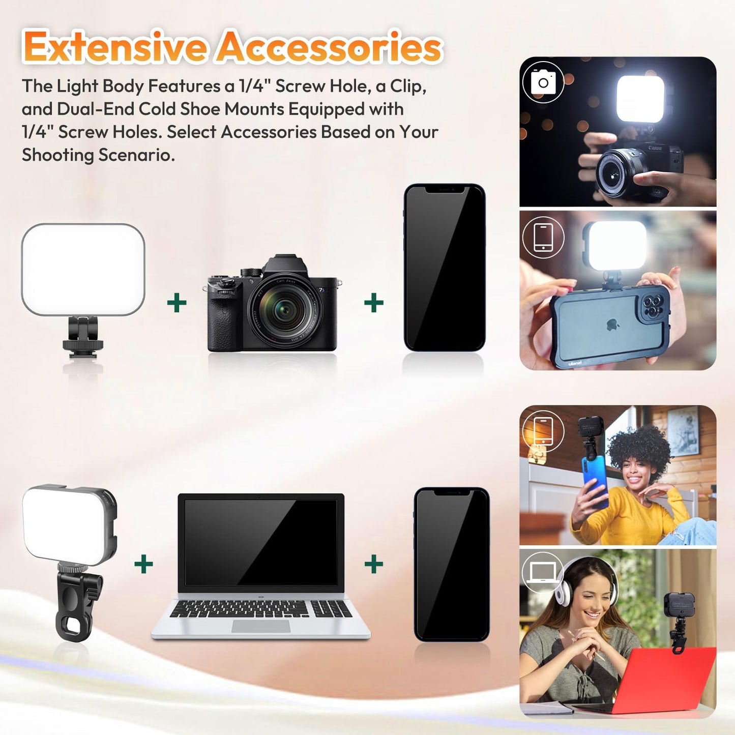 Ulanzi VL100X Selfie Light, Clip LED Light Panel for Phone/Laptop/Tablet/Computer, Bi-Color Portable Clip Camera Light with Dimmable 2500-6500K
