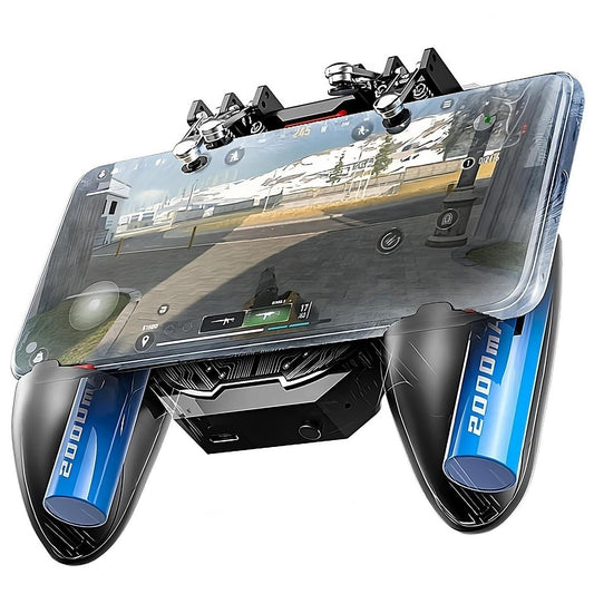 Mobile Game Controller Fast Cooling Phone Gamepad 4 Trigger 6 Finger Operation Grip 4000 mAh Built-in battery Rechargeable for iPhone, Samsung