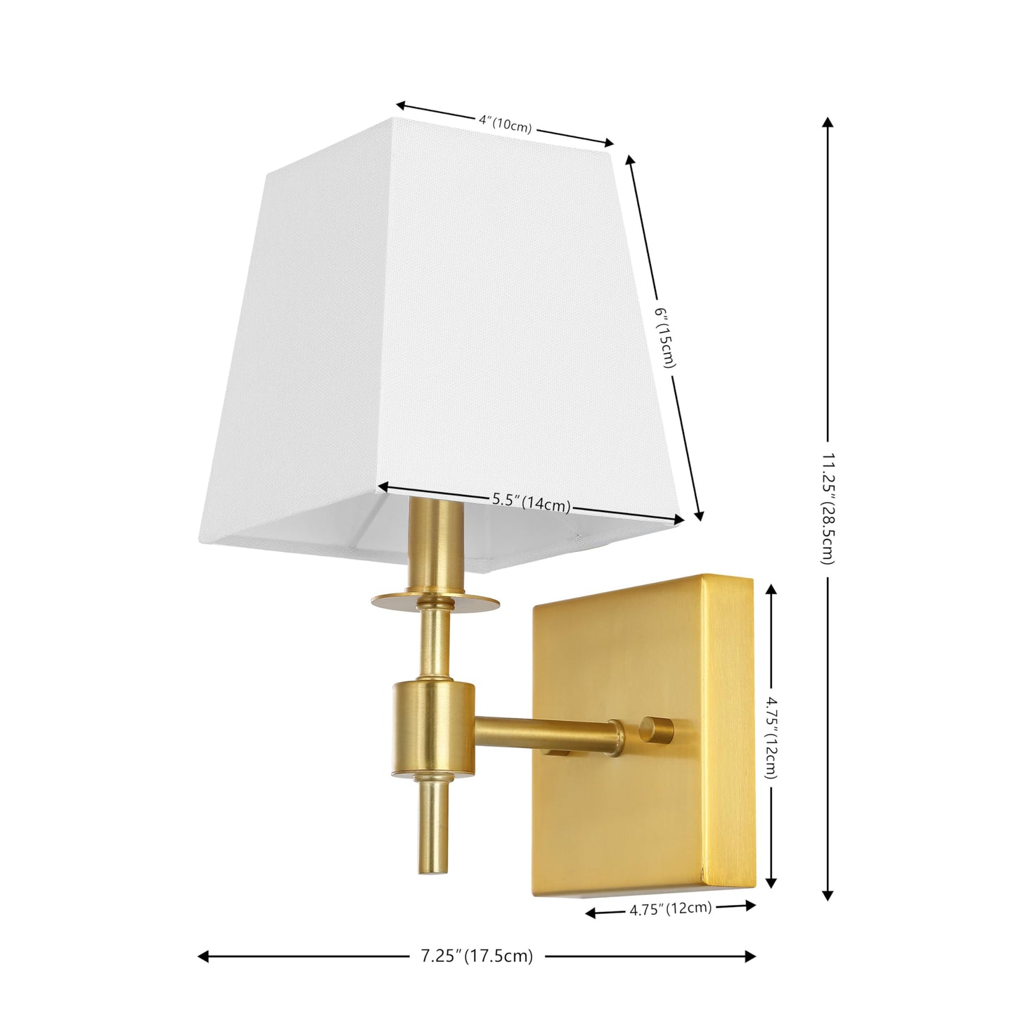 SAFAVIEH Lighting - Clauren 11.2-Inch Wall Sconce Set of 2 - Brass - Fabric Shade - Transitional Single-Arm Design - Ideal for Hallway, Bedroom