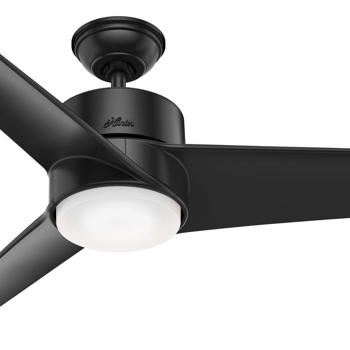 Hunter Fan 54 in. Contemporary Matte Black Indoor/Outdoor Ceiling Fan with Light Kit (Renewed)