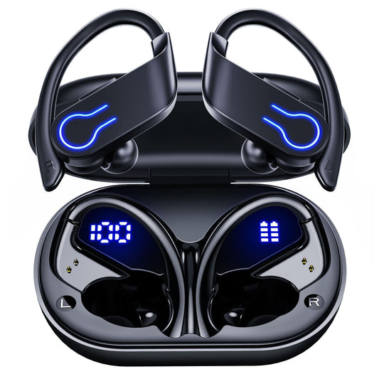 CoolJumper Wireless Bluetooth Earbuds 120H Playtime Bluetooth 5.3 Ear Buds for Sports, Hi-fi Stereo Earphones with LED Display Charging Case