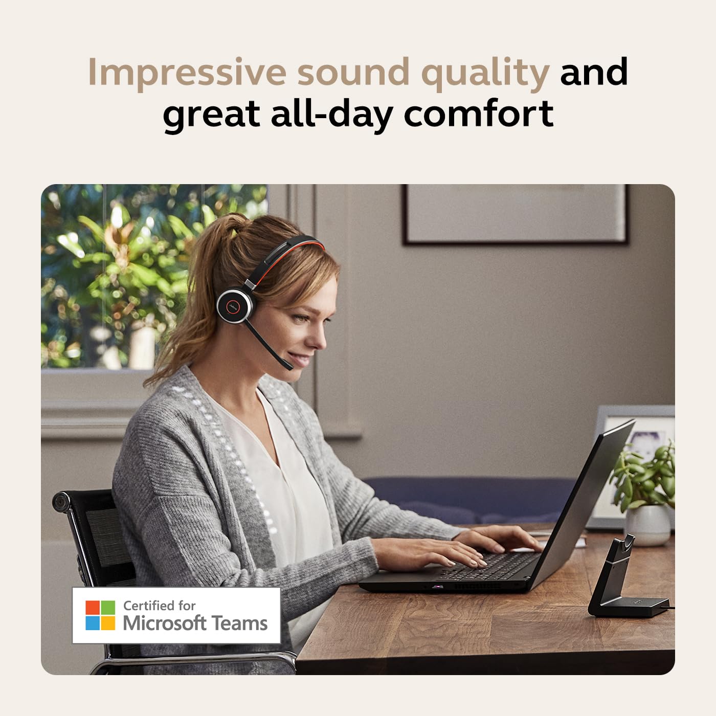 Jabra Evolve 65 SE Mono Wireless Headset - Bluetooth Headset with Noise-Cancelling Microphone, Long-Lasting Battery, and Dual Connectivity - MS Teams…