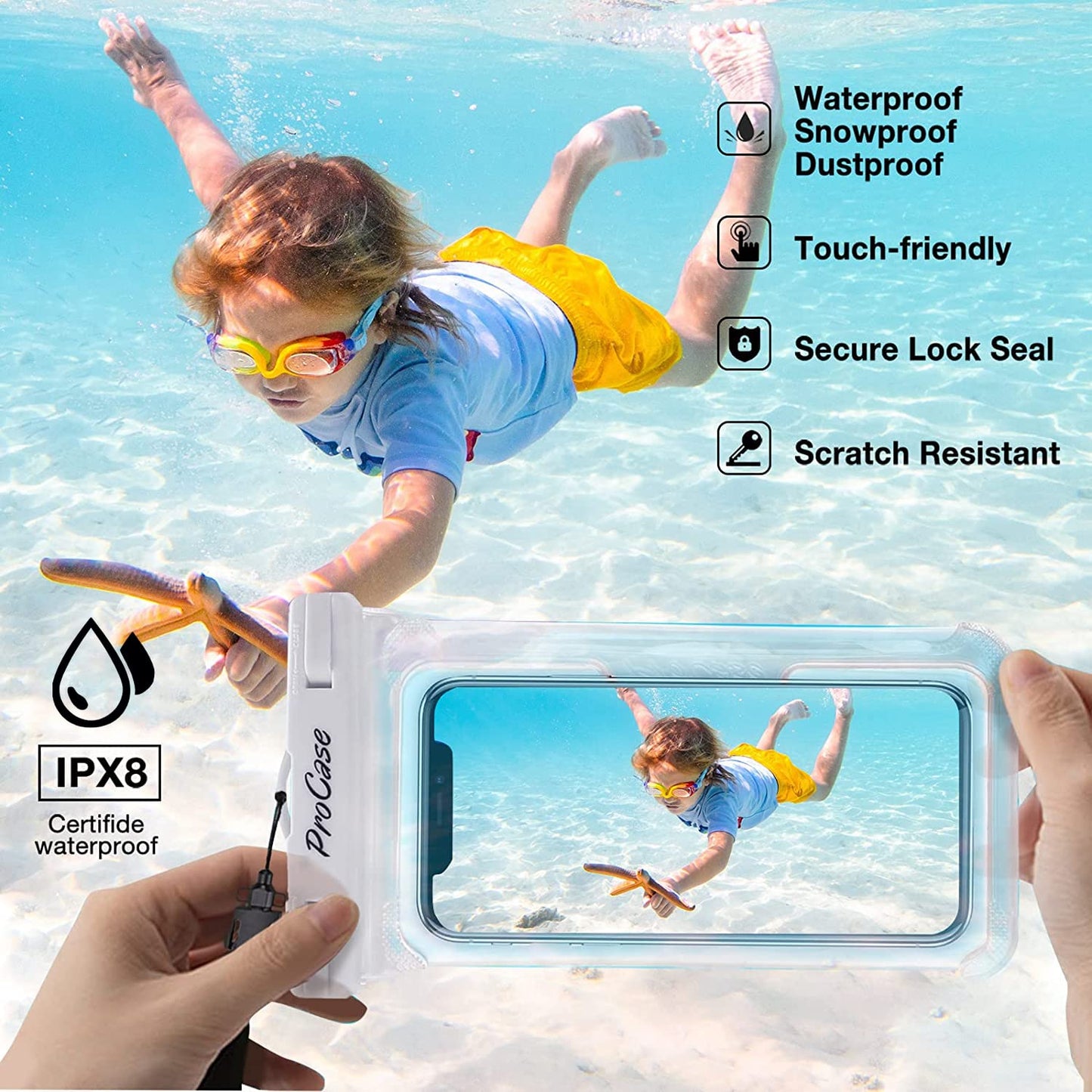 ProCase 2 Pack Waterproof Phone Pouch, Underwater Phone Case Up to 7", Dry Bag for iPhone 17 Air 16 15 14 13 Pro Plus Max, Galaxy S24 S23 S22 Ultra