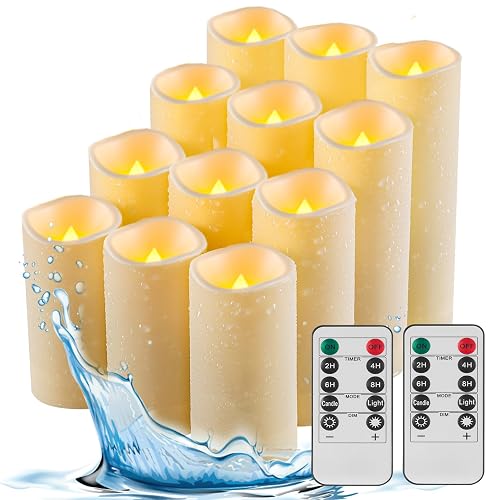Fanzir Outdoor Waterproof LED Candle Lamp with Remote Control Indoor Bedside Lamp Battery Candle, The Night Light is Dimmable Candle 12pcs It is