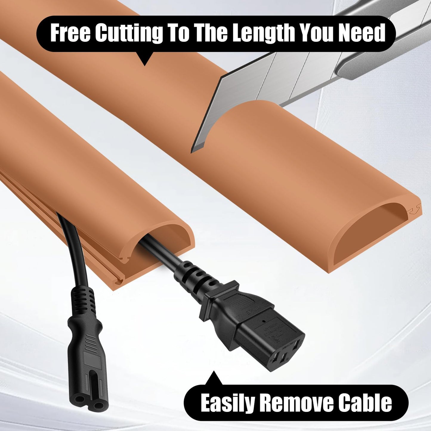 Wall Cord Hider, Flexible Self-Adhesive Wire Cover, Side-Open Cable Raceway for Cords on Wall, Cord Concealer for Mounted TV, Home Theater & Office