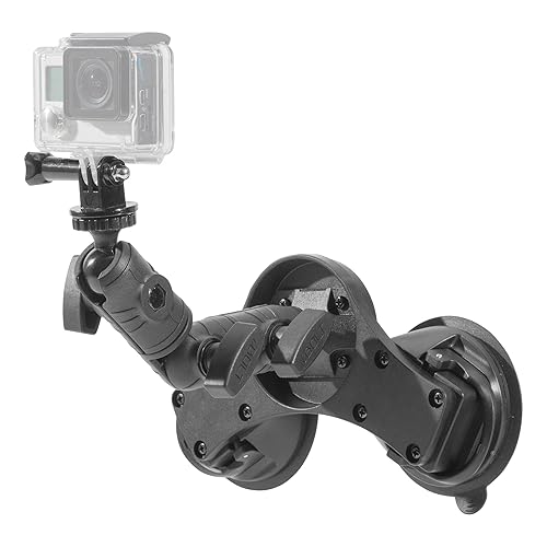 iBOLT Action Camera IncrediBOLT 360 Heavy Duty Dual/Double Suction Cup Mount for Action Cameras and 1/4 20 Accessories