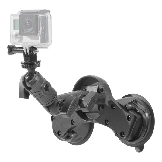iBOLT Action Camera IncrediBOLT 360 Heavy Duty Dual/Double Suction Cup Mount for Action Cameras and 1/4 20 Accessories