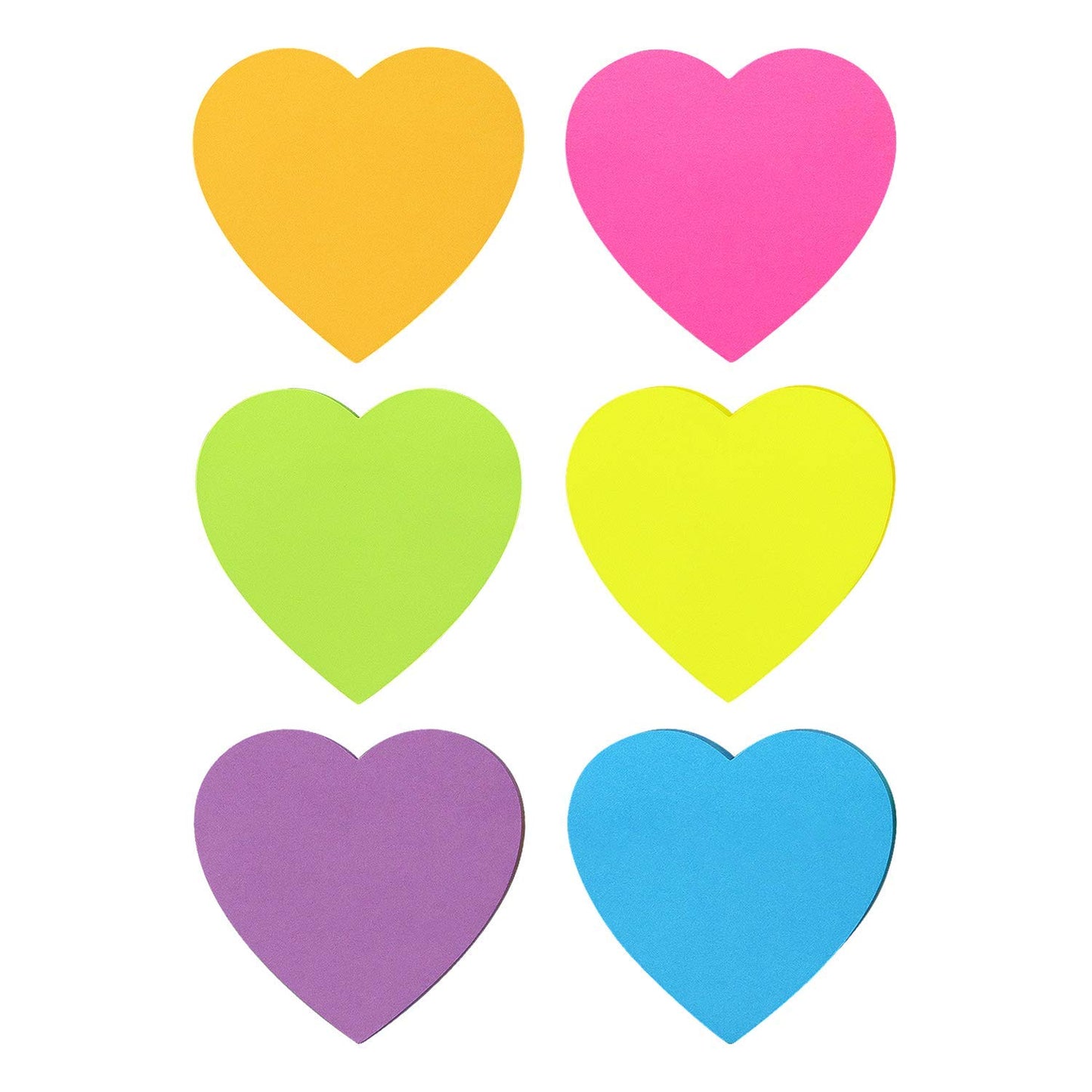 SIMONA Heart Shape Sticky Notes 6 Bright Colors, 450 Sheets