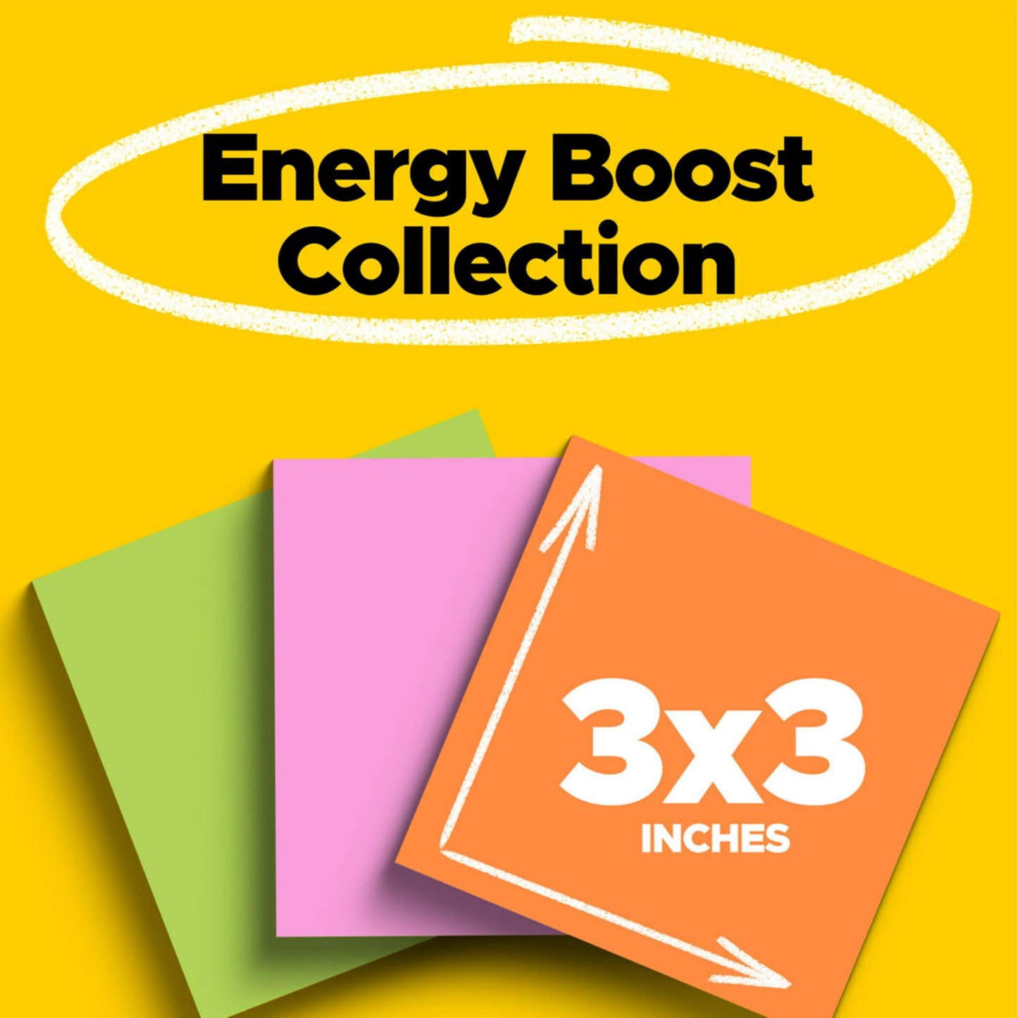 Post-it Super Sticky Notes, 3 x 3 in, Neon Fizz, 3 Pads, 45 Sheets/Pad
