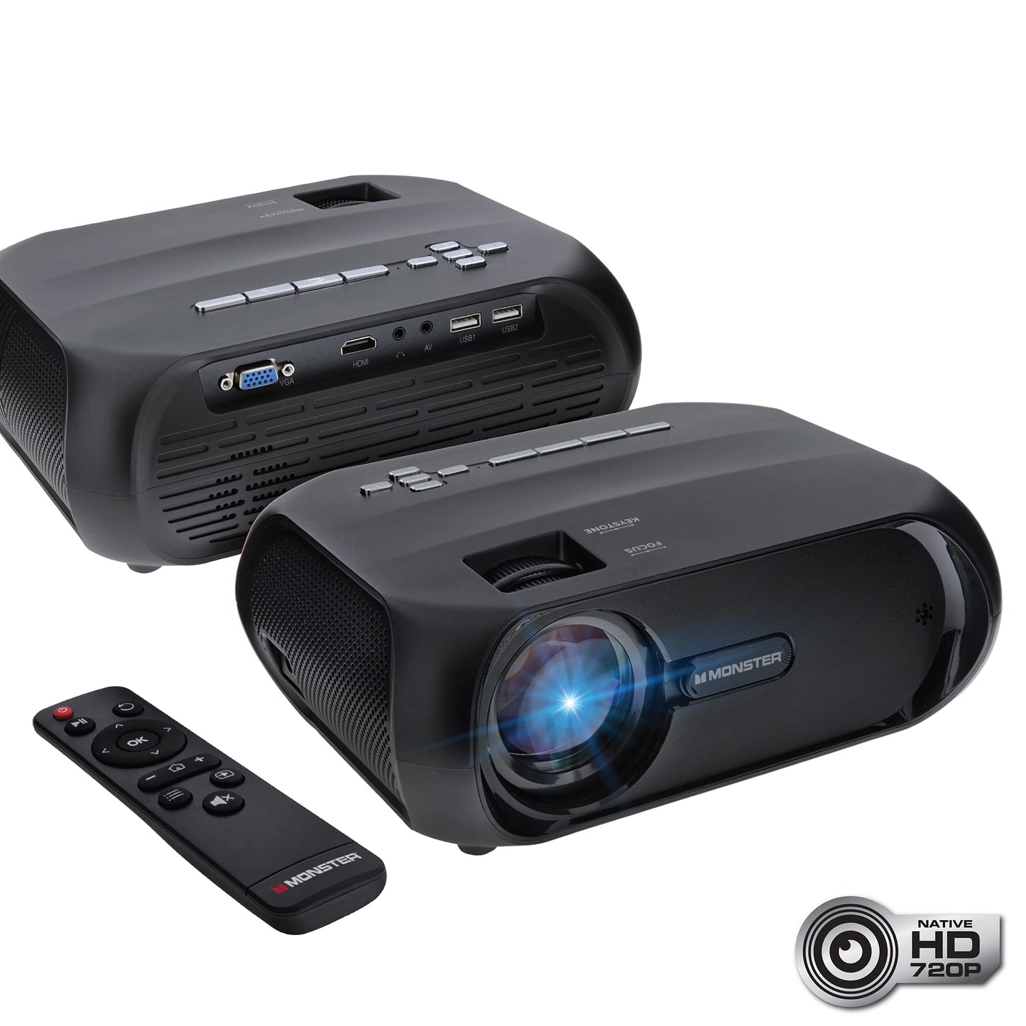 Monster Image Pro Extra-Bright LCD Projector, 2000 Lumens, Projects Up To 16ft, Max Resolution: 1080 HD, Universal Image/Audio/Video Support