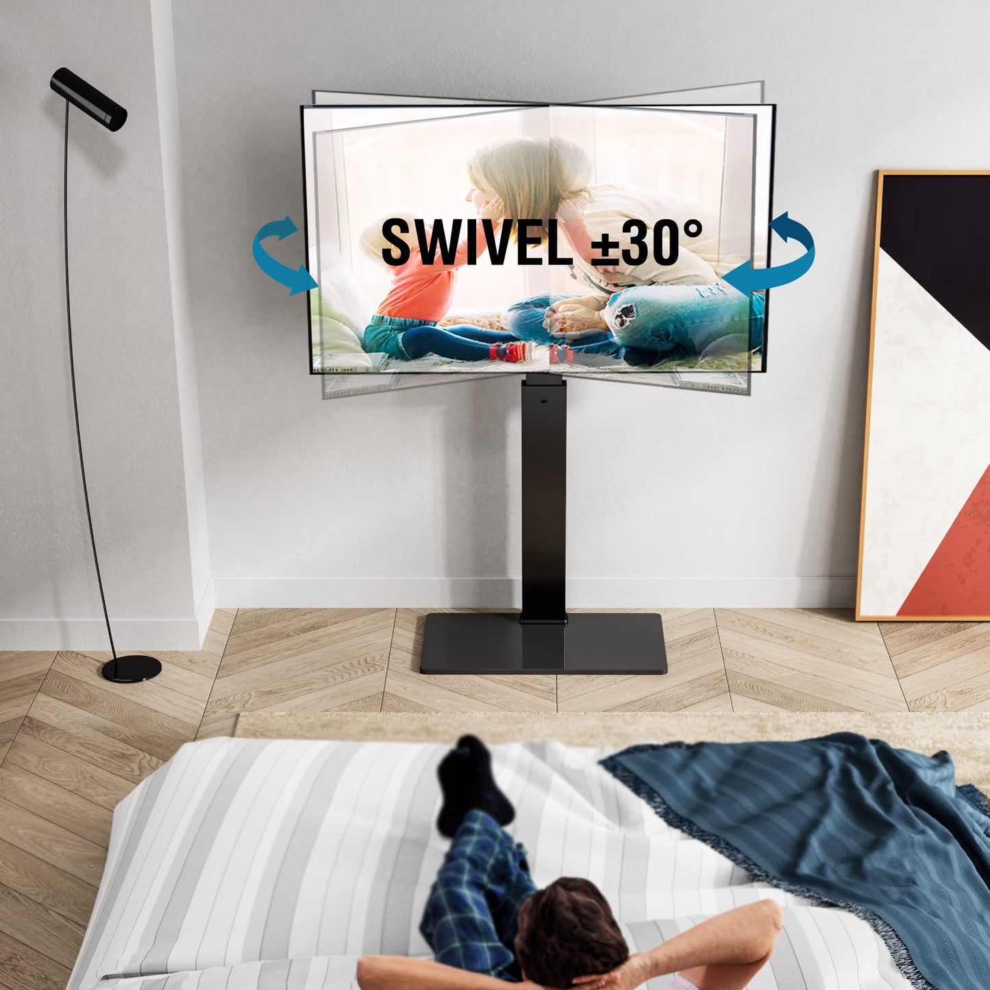 FITUEYES Swivel Floor TV Stand with Mount for TVs 37 43 50 55 60 65 70 75 Inch LCD LED Flat/Curved Screens Universal Swivel Televisions TV Mount Stand