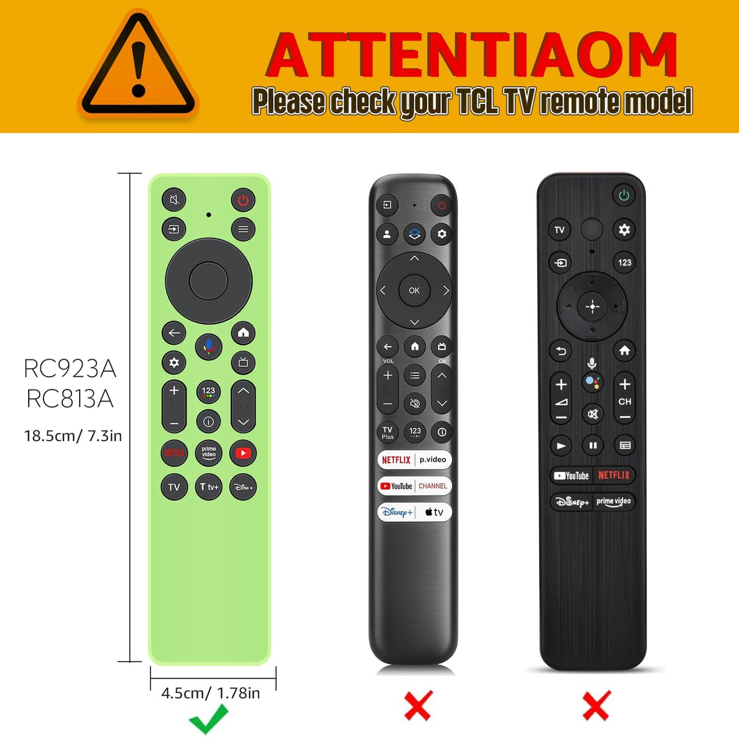 2PACK Climberer Cover for TCL RC923A FMB1 / RC813A FMB1 2025 QM6K QM7K TV Remote, Silicone Case Glow in Dark - Blue+Green