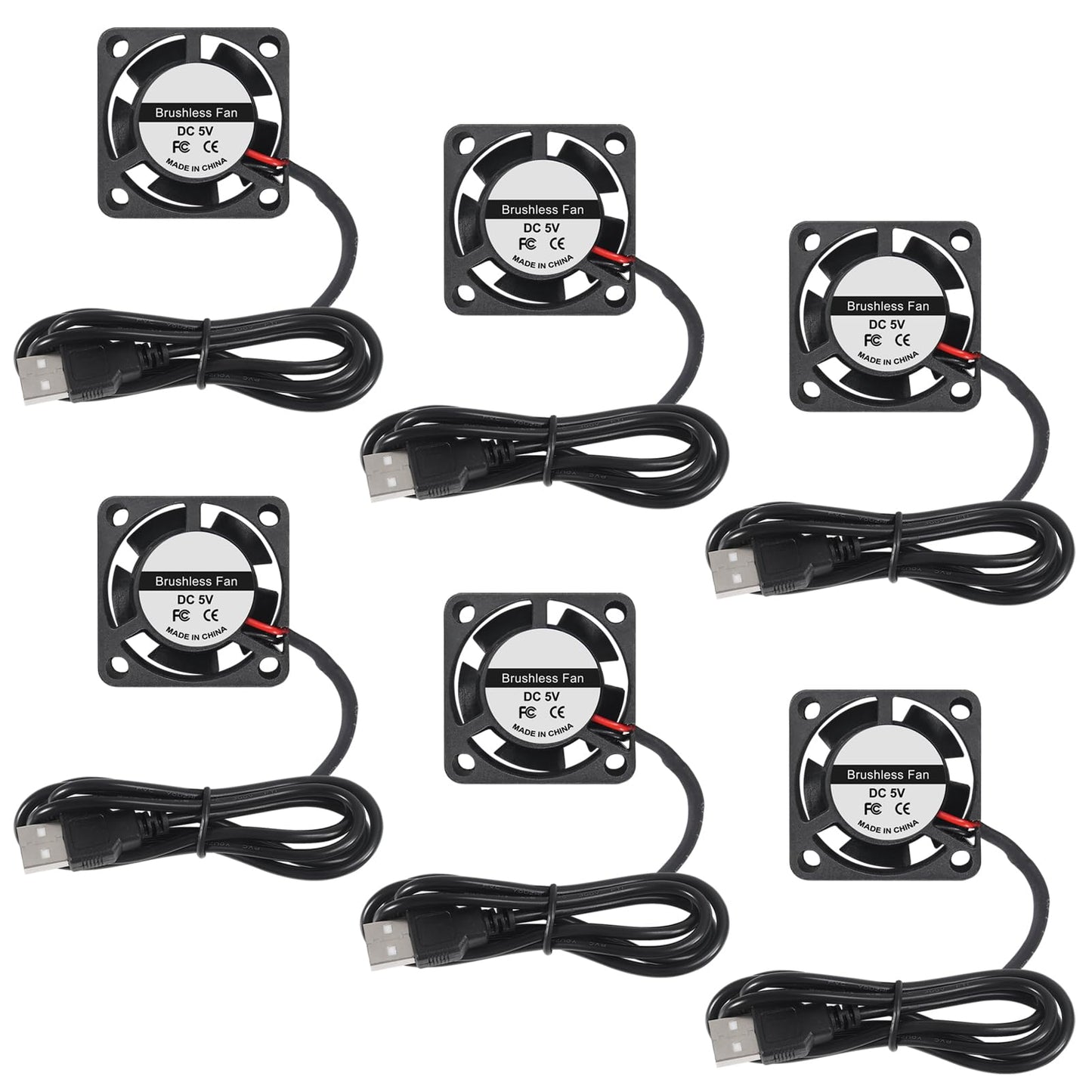 AITIAO 6PCS USB Brushless Cooling Fan 2510 DC 5V USB Fan 3D Printer Micro Fans Brushless Cooling 25mmx10mm