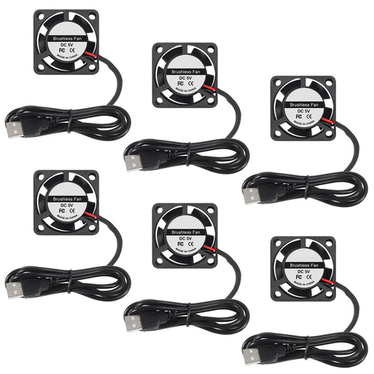 AITIAO 6PCS USB Brushless Cooling Fan 2510 DC 5V USB Fan 3D Printer Micro Fans Brushless Cooling 25mmx10mm