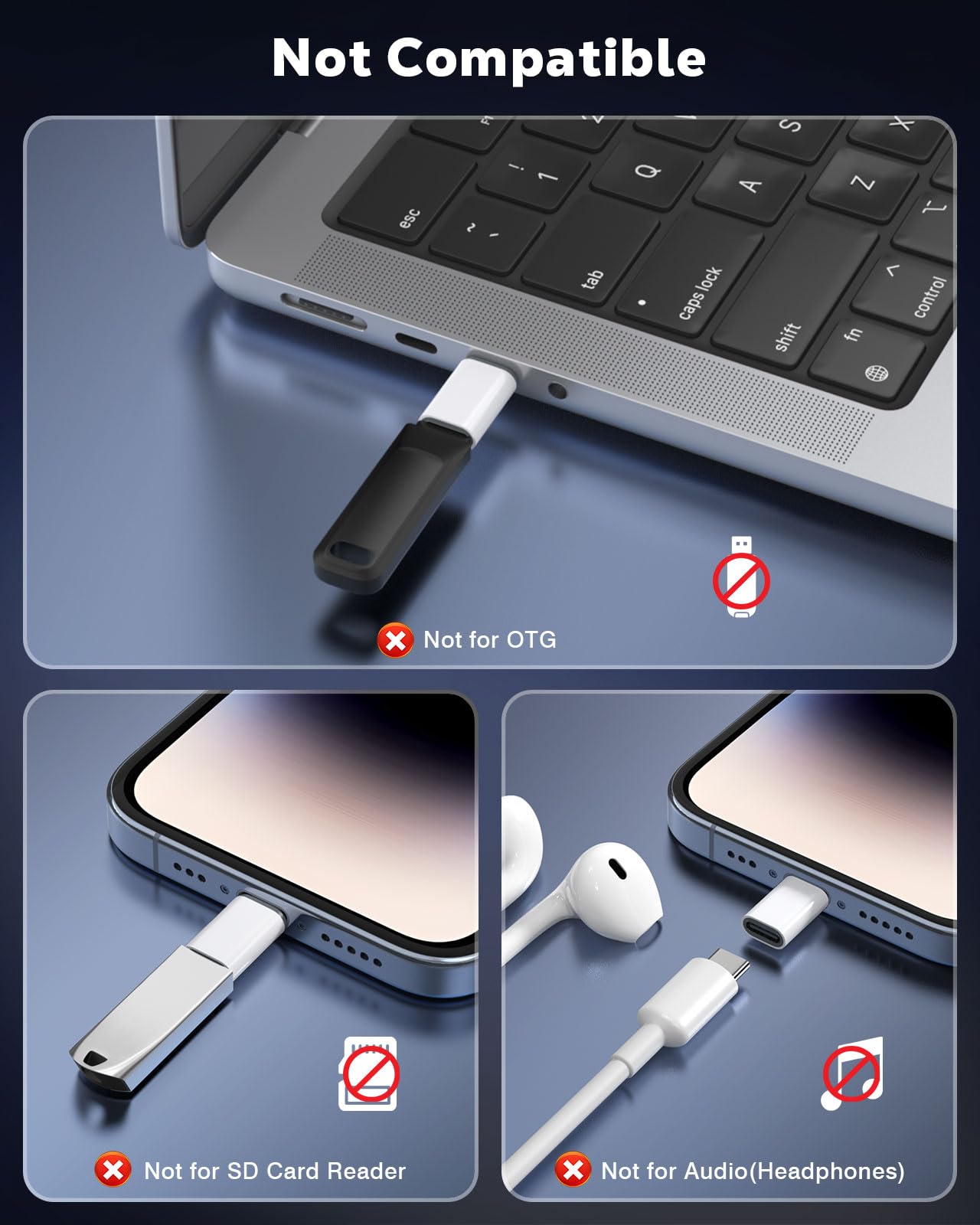 MoKo USB C to Lightning Adapter, Not for Audio/OTG, Lightning Male to USB C Female Adapter for iPhone 14/13/12/11/X Series, iPad/AirPods, Support…