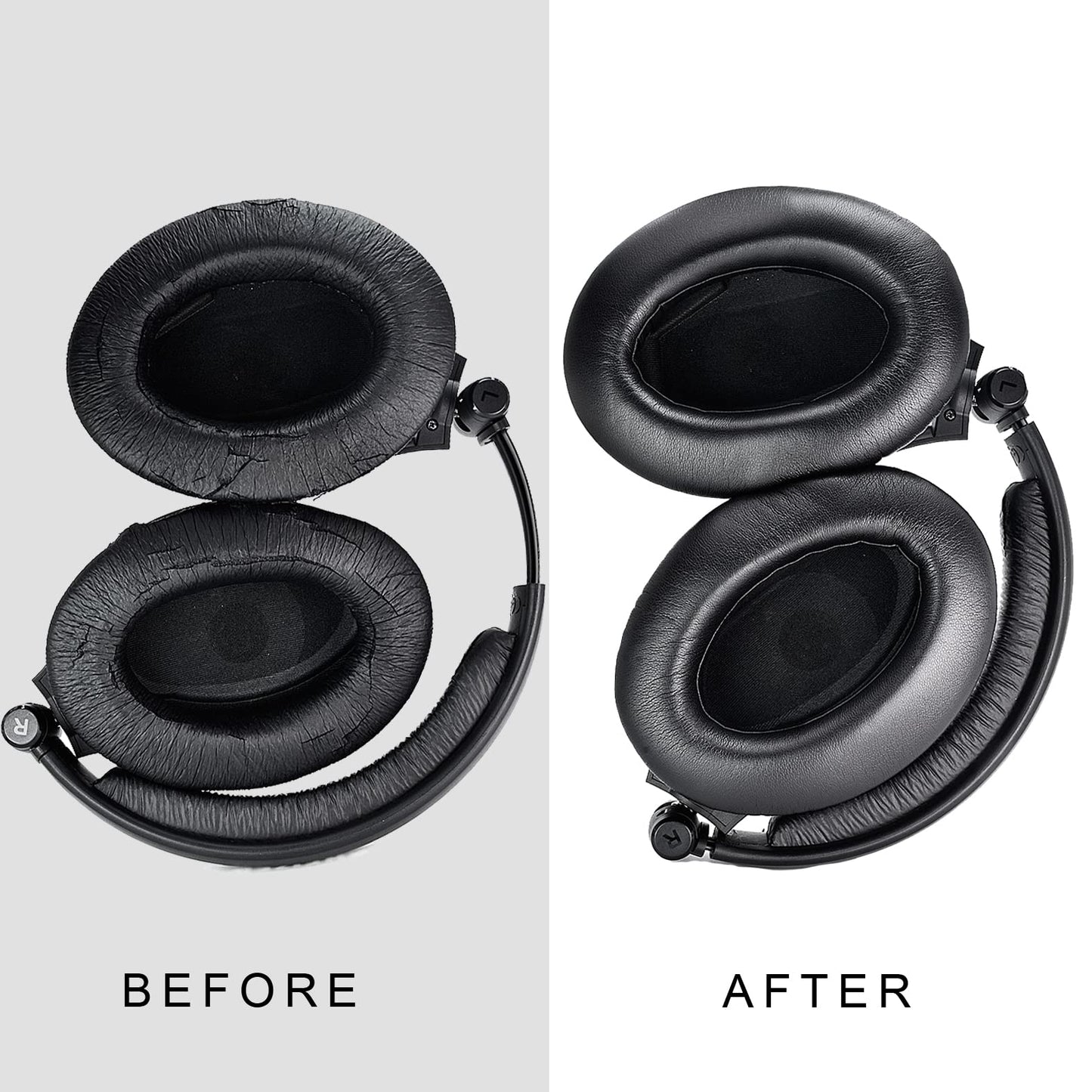 Defean Replacement Ear Pads and Headband Compatible with Sennheiser PC350 HD380 Pro Headphones Earpads/Cushion/Bumper/Cover/Cups/Foam (Protein Leather