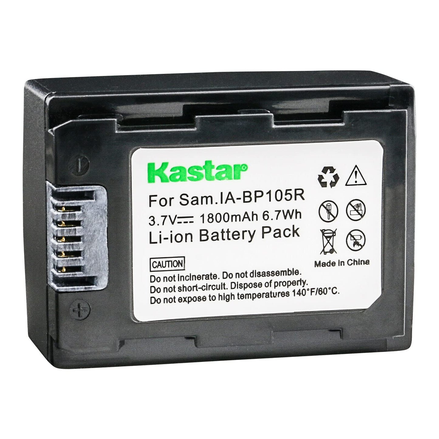Kastar IA-BP105R Battery 1-Pack Replacement for Samsung HMX-H320, HMX-H320BN, HMX-H320SN, HMX-H320RN, HMX-H320UN, SMX-F50, SMX-F50BN, SMX-F50RN