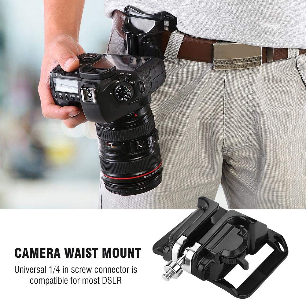 Acouto Belt Buckle for Camera, DSLR Camera Plastic + Metal Hanger 1/4in Screw Mount Quick Release Waist Belt Buckle Holder